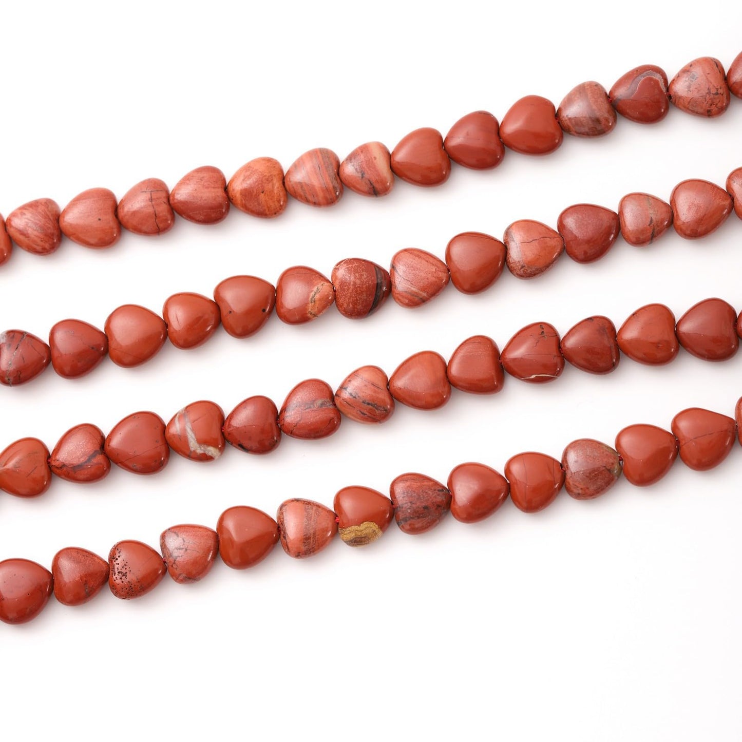 Natural Heart Shaped Red Stone Beads 10mm Loose Crystal Healing Beads for DIY Necklace Bracelet Making Gemstone Craft Supplies