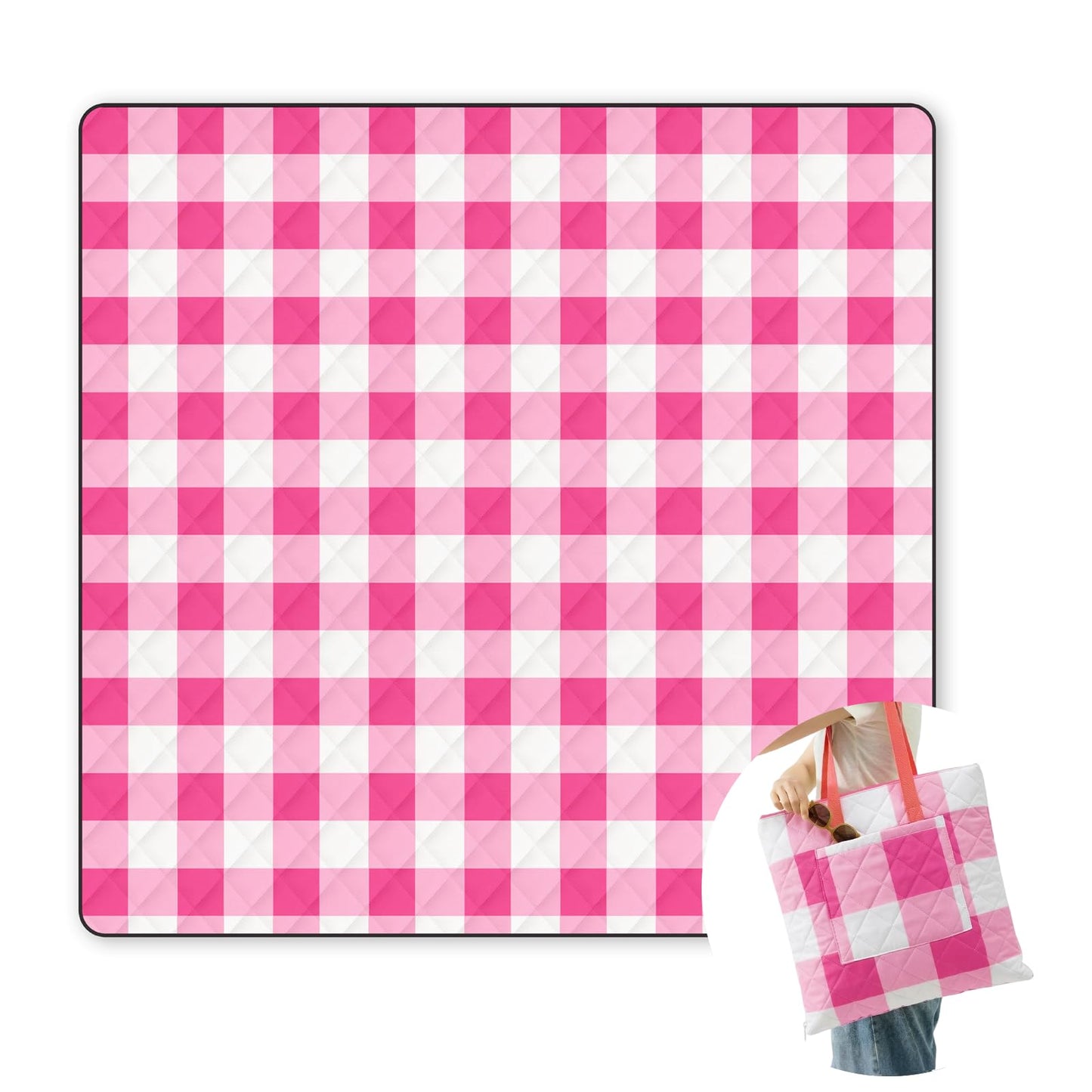 JACTUM 2 in 1 Tote Picnic Blanket Waterproof Outdoor Camping Mat，Large Capacity Beach Blanket 80''x80'' 7 Layers Easy to Foldable and Carry.