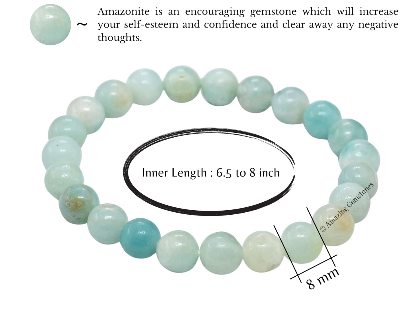 Amazing Gemstone Crystal Bracelet for Women Men's Gifts - Protection Healing Crystal Bracelet - 8mm Gemstone Beaded Stretchable Bracelet Pulseras Para Hombres Mujer Stocking Stuffers Mothers Day Gift (Amazonite)