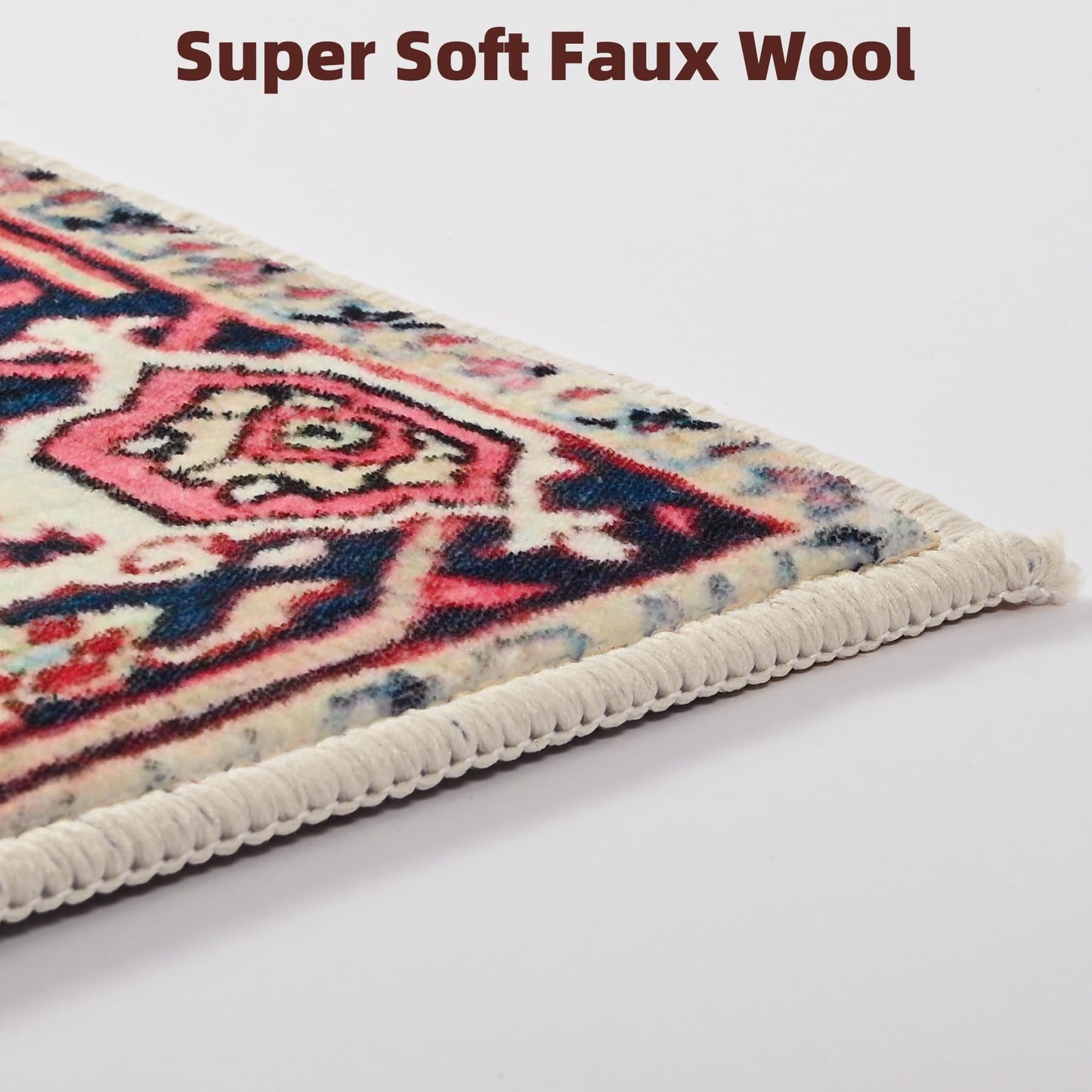 jxgzyy Soft Area Rug for Bedroom, 0.31'' Thick Red Persian Style Rug for High Traffic Area, Foyer Rugs for Entryway 5×7, Beautiful Lounge Rug with Cotton Backing, Low Pile Faux Wool Carpet for Study