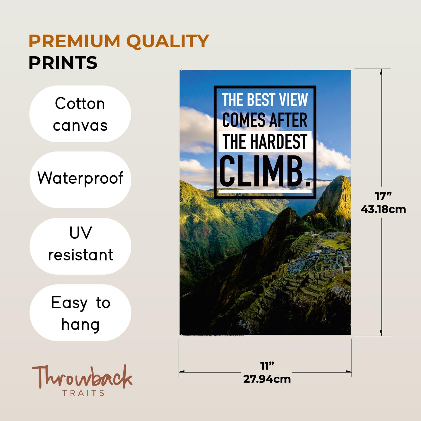 Throwbacktraits Canvas Motivational Wall Art – Set of 6 Inspirational Prints with Uplifting Phrases & Vibrant Images, Eco-Friendly & Framed, Ready to Hang for Office Wall Decor, Living Room & Bedroom Décor