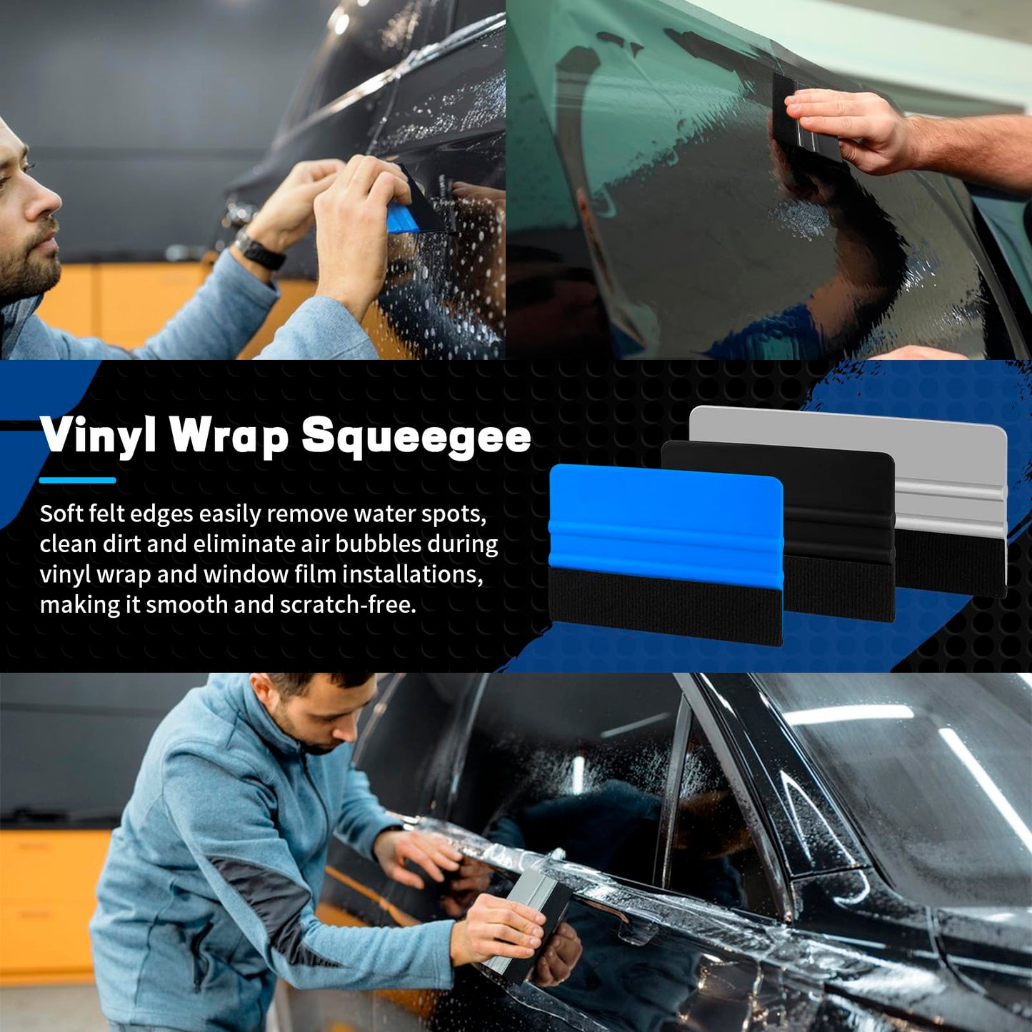 Arayker Car Wrap Tool Kit Vehicle Wrapping Tools Vinyl Wrap Applicator Tool Kit Window Tint Tools with Gloves & Vinyl Wrap Magnetic Holder for Car Wrapping, Window Tinting
