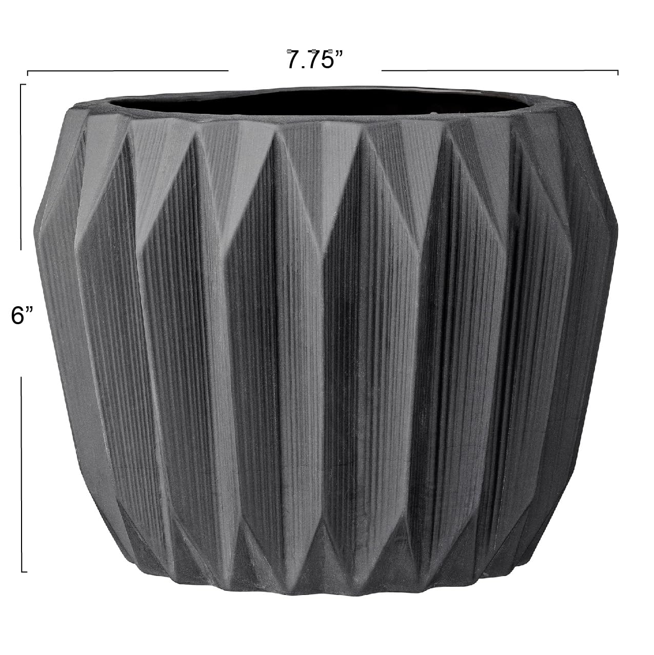 Bloomingville Round Grey Fluted Ceramic Flower Pot