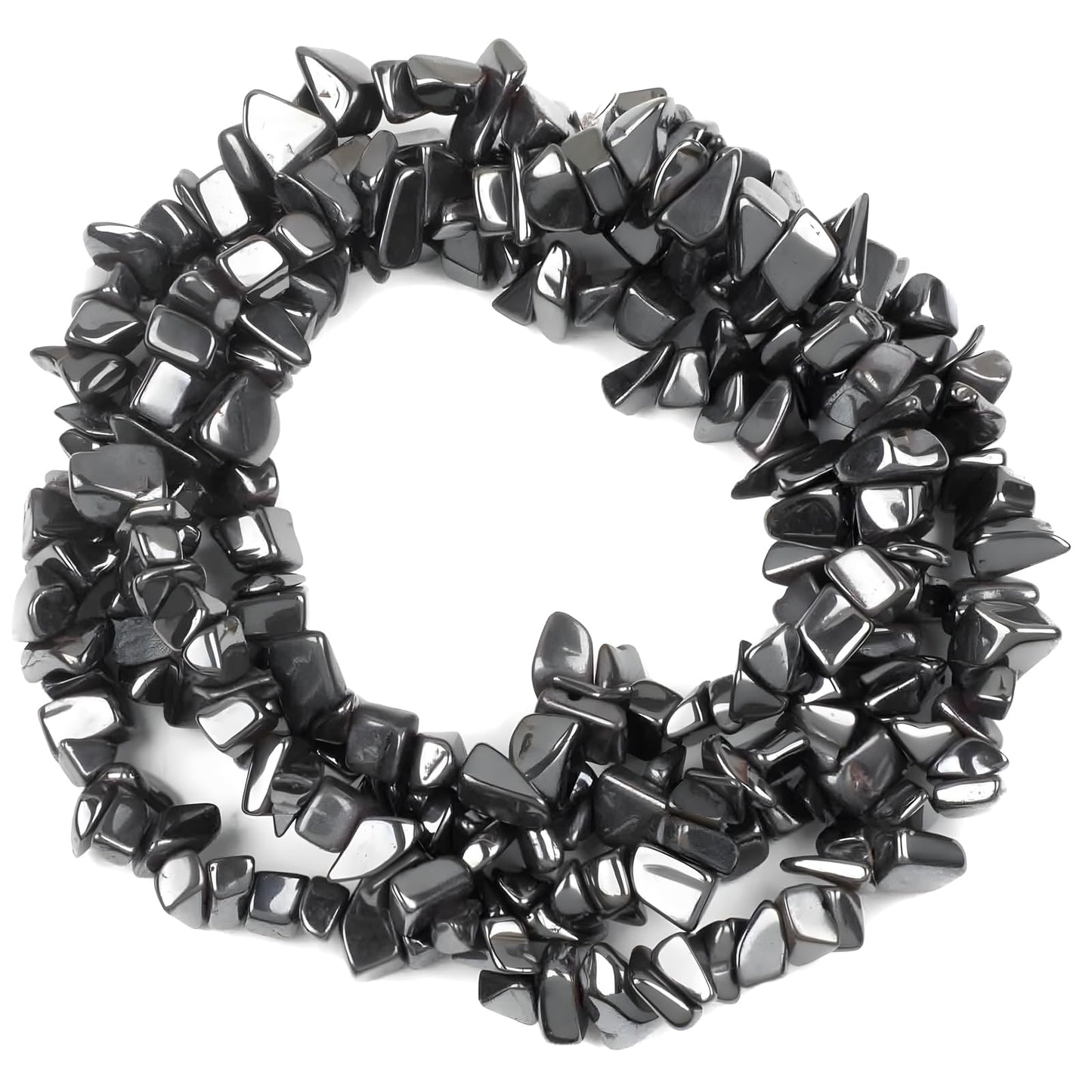 HAAMIIQII 5-8mm Natural Black Hematite Chips Beads - Genuine Real Irregular Freeform Chip Loose Gemstone Energy Healing Beads for Jewelry Making - 30 Inch Strand