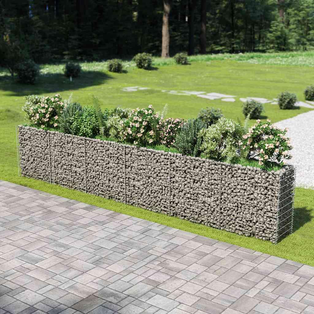 YNGBHFNOP Large Silver Galvanized Steel Gabion Raised Bed for Outdoor Garden, Heavy Duty 1400 lbs Capacity Modern Planter Box with Mesh Design for Patio, Backyard, and Landscaping