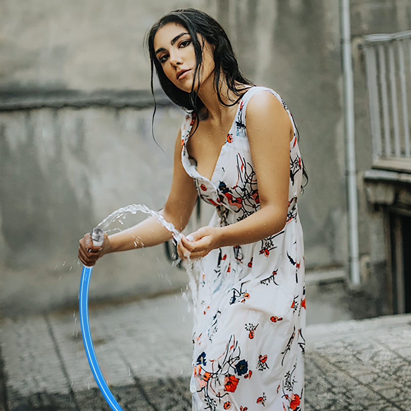 Fevone 75 ft Garden Hose No Kinking, Flexible Water Hose, Drinking Water Safe Hose, 5/8 Inner Diameter Hose, 3/4 Aluminum Fittings