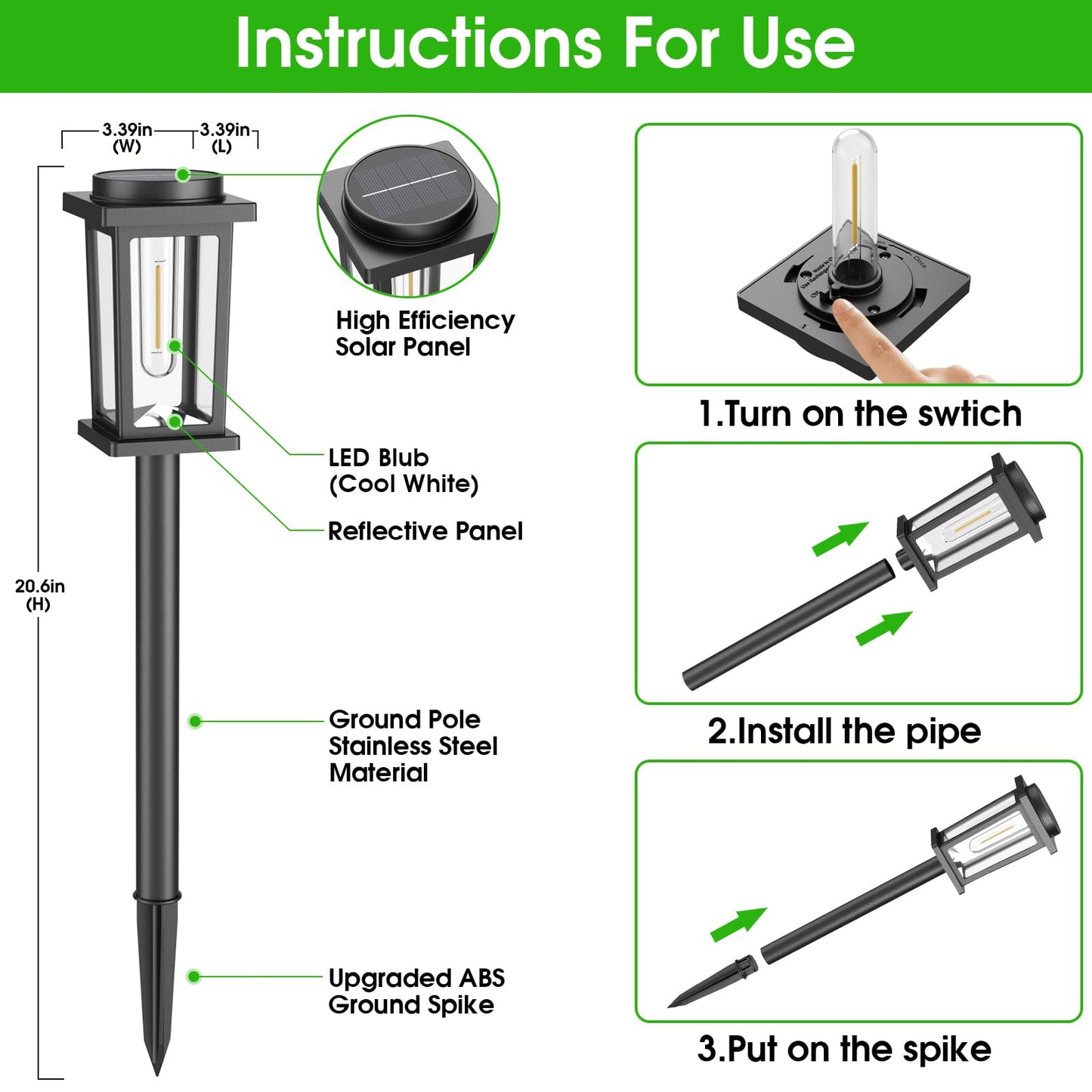 Melunar Solar Pathway Lights Outdoor, 8 Pack Solar Powered Garden Lights Waterproof, Auto On/Off Outdoor Landscape Lights for Patio, Walkway, Driveway, Lawn, Pool Decor. (Warm White)