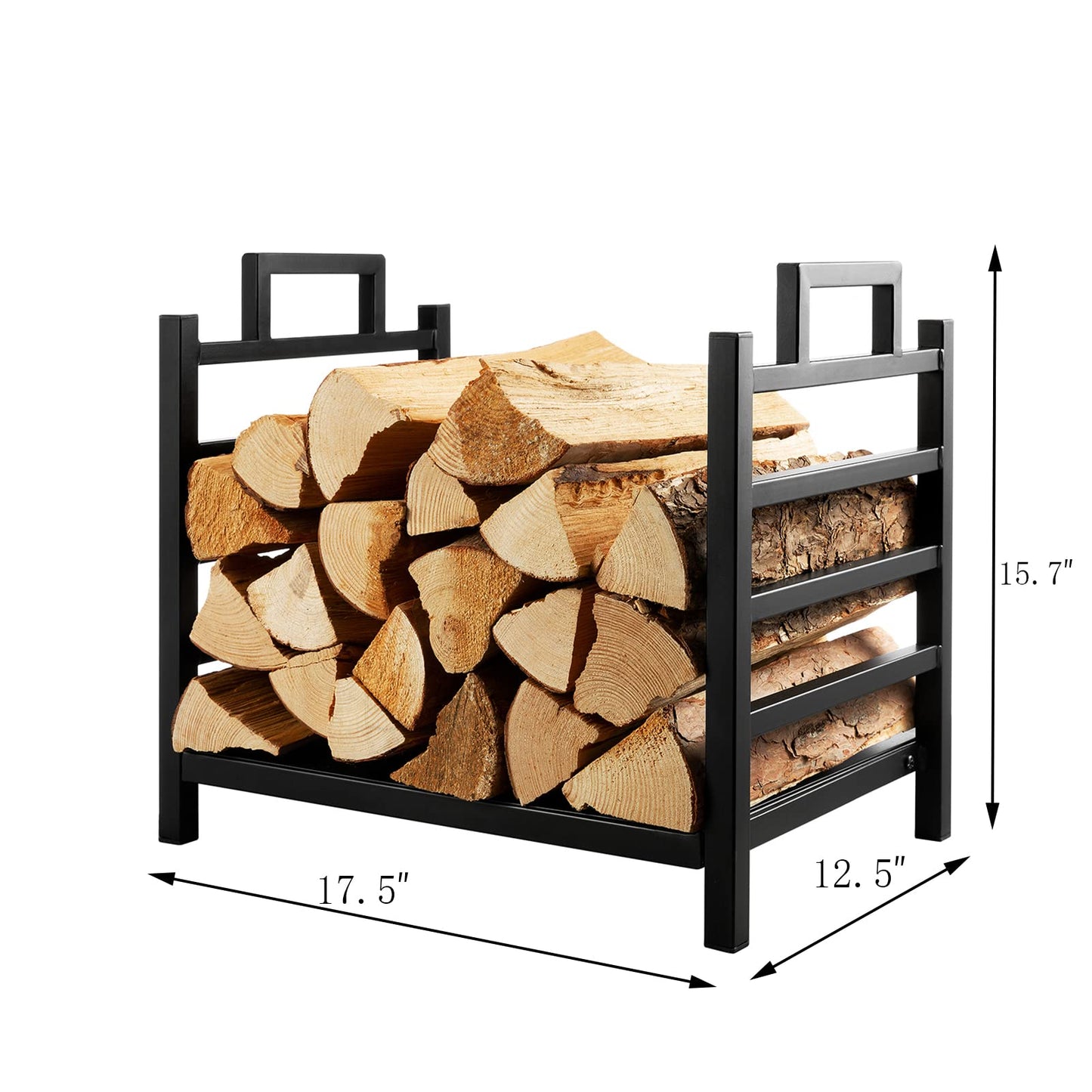 DOEWORKS Indoor Firewood Rack 18 Inch Fireplace Log Holder with Canvas Carrier