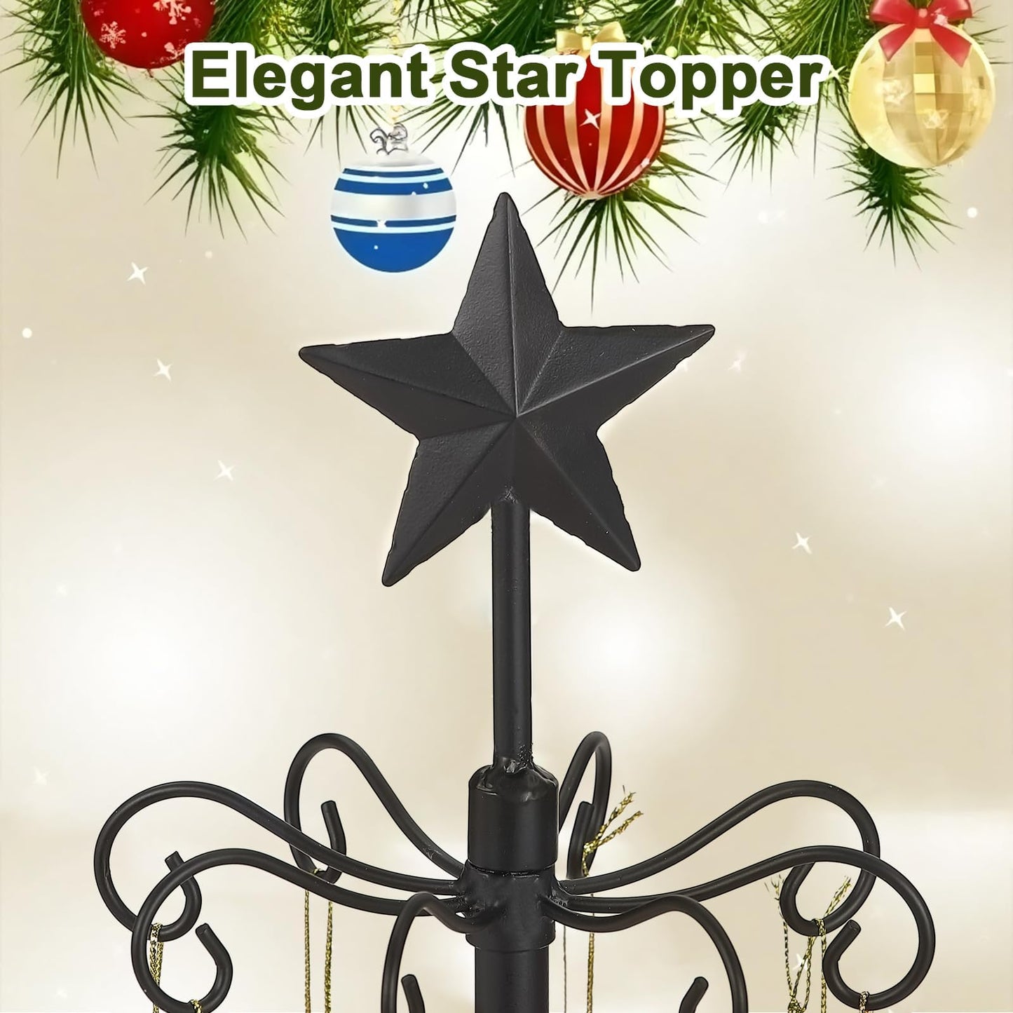 Ironlux Ornament Tree Display Stand, 30 Inch Tabletop Metal Ornament Display Tree , Black Ornaments Hanger Stand, 4 Tier Scroll Tree Rack for Easter Christmas Ornaments Displays