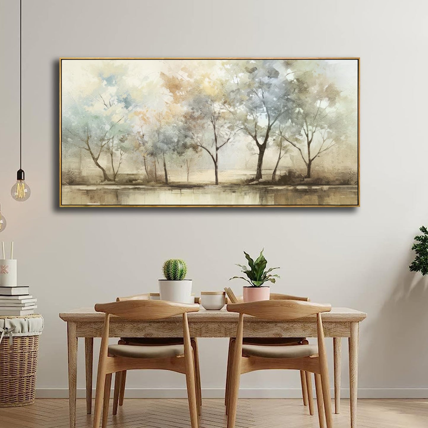 Abstract Wall Art Artwork Retro Trees Pictures Decor Canvas Painting Large Size Framed Ready to Hang Living Room Bedroom and Office Wall Decor 31x70 Inch
