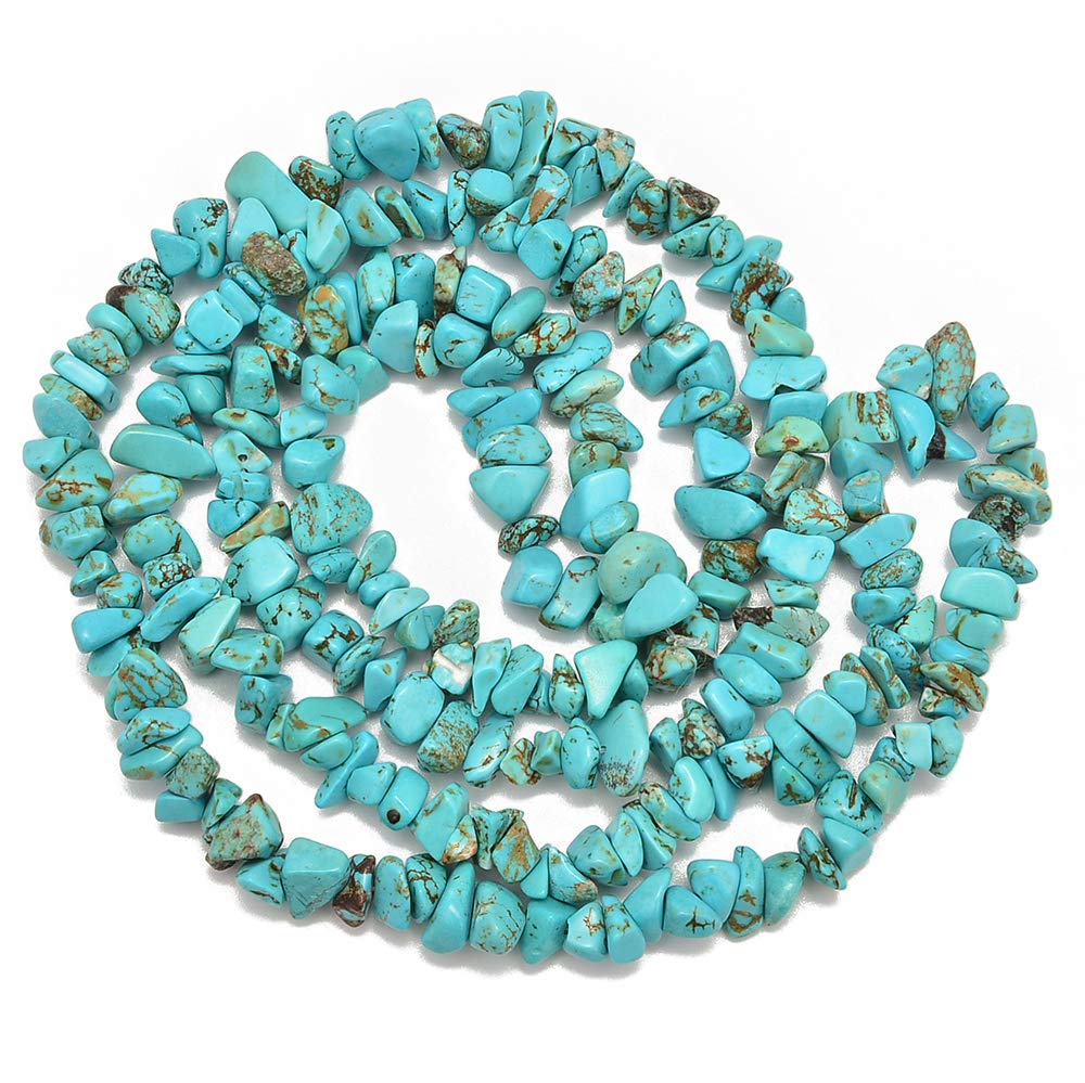 PLTbeads 5-8mm Natral Healing Gemstone Waist Bracelets Necklace Kit Irregular Stone DIY Crafts Design Jewelry Making 1 Strand per Bag Approxi 34 inch (Green Turquoise Chips)