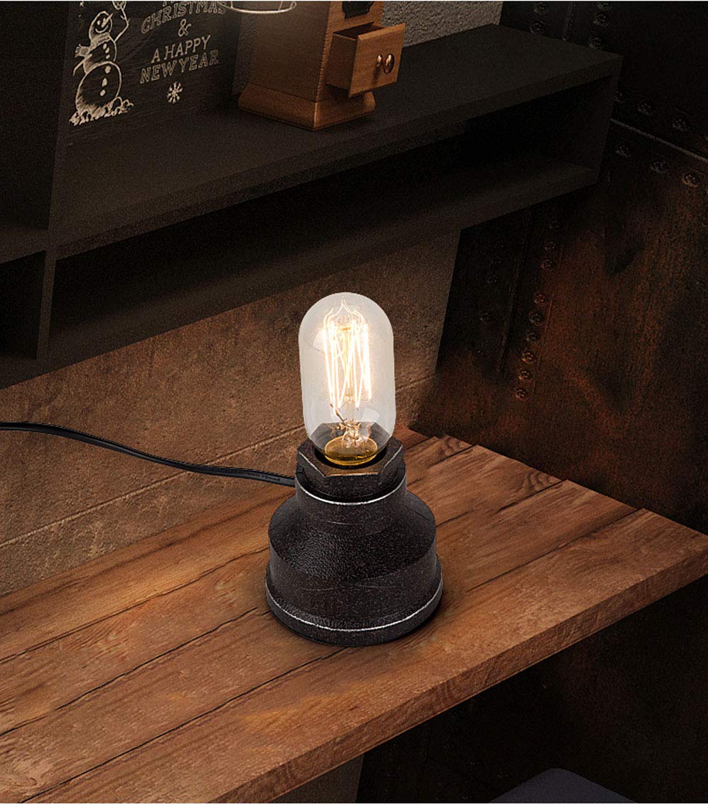XIHOME Vintage American Village Style Desk Light Creative Table Lamp Iron Steel Water Pipe Table Night Lights,Rustic Loft Industrial Steampunk Retro Base E26 Holder Fitting Lighting Fixture LED Edison