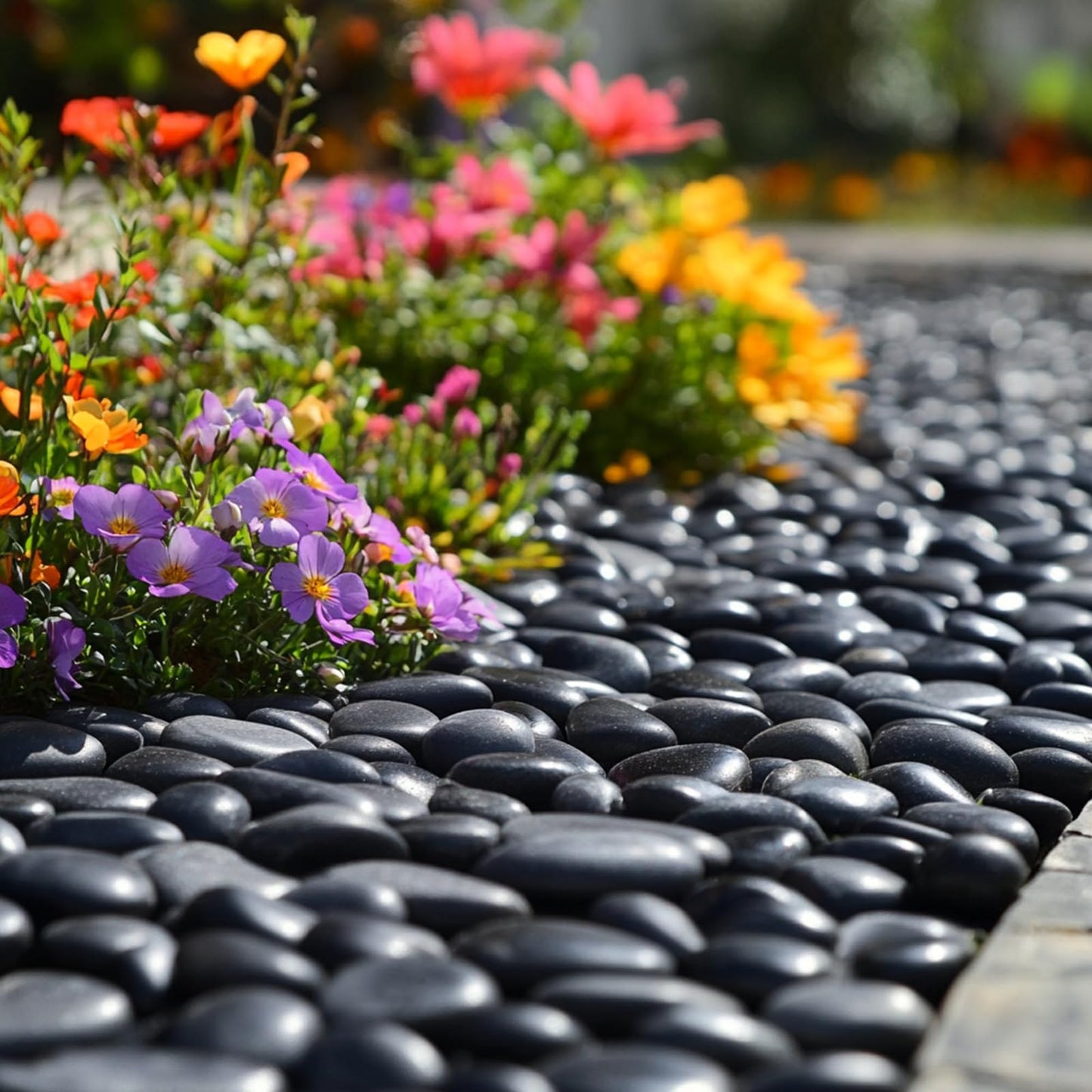LOOIOOJ 10 lbs Black River Rocks - Large Polished Black Pebbles for Plants & Garden Decorative Stones，2-3" Polished Pebbles for Landscaping, Fish Tanks, Flower Pots, Water Fountains