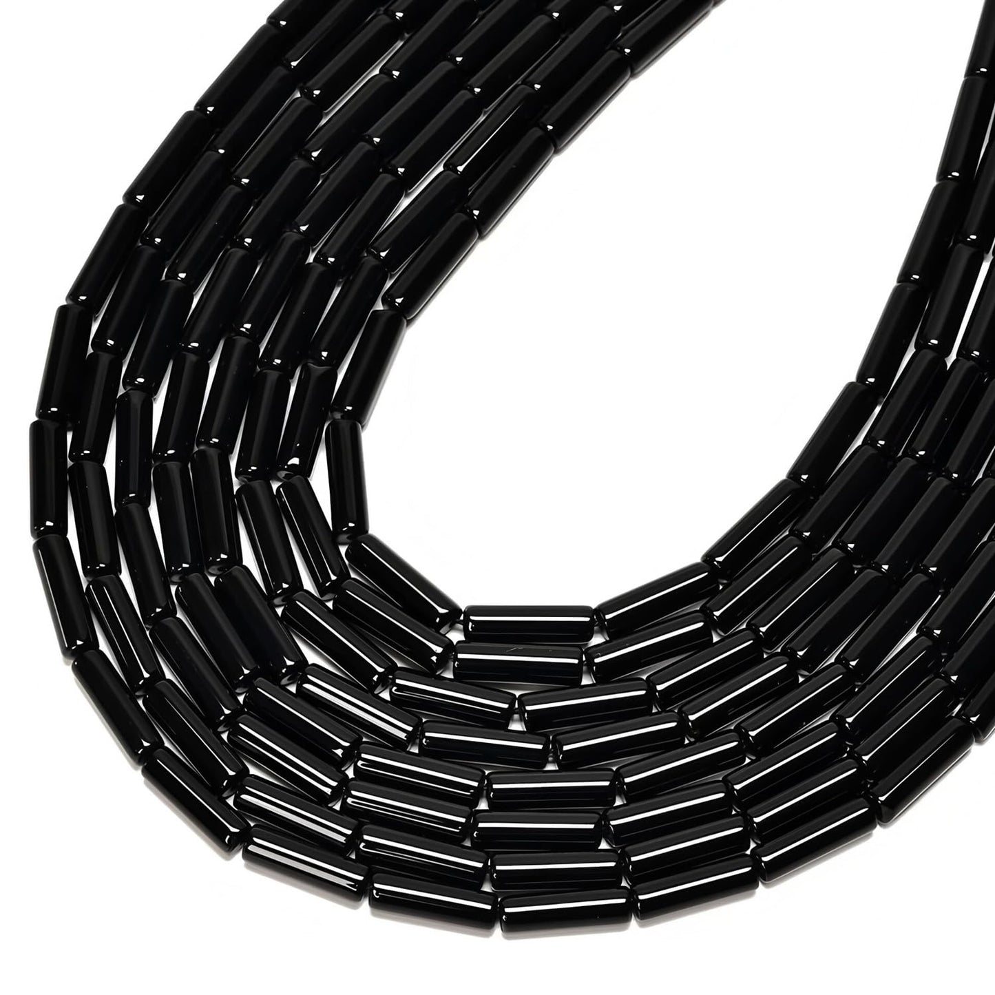 HAAMIIQII Natural Black Onyx Tube Beads 13x4mm Column Stone Cylinder Gemstone Loose Beads for Jewelry Making Strand 15 Inch (28-29pcs)