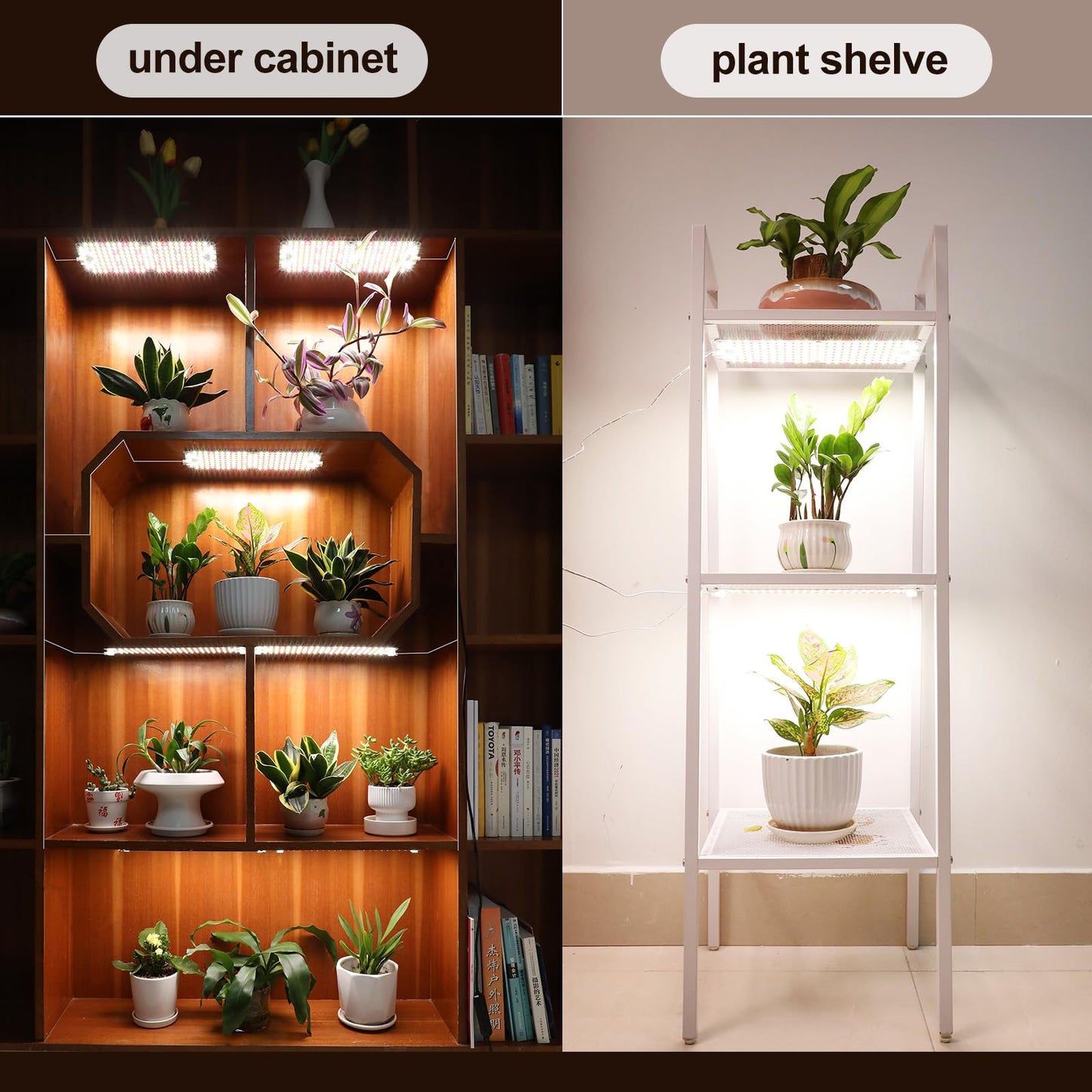 4Pack Panel Grow Lights for Indoor Plants, Seed Starting, Vegetables with 4/8/12/16/20 Hr Timer, 40W Full Spectrum LED Plant Growing Lamps for Cabinet/Shelves/Greenhouse, Plug-and-Play, Connect Freely