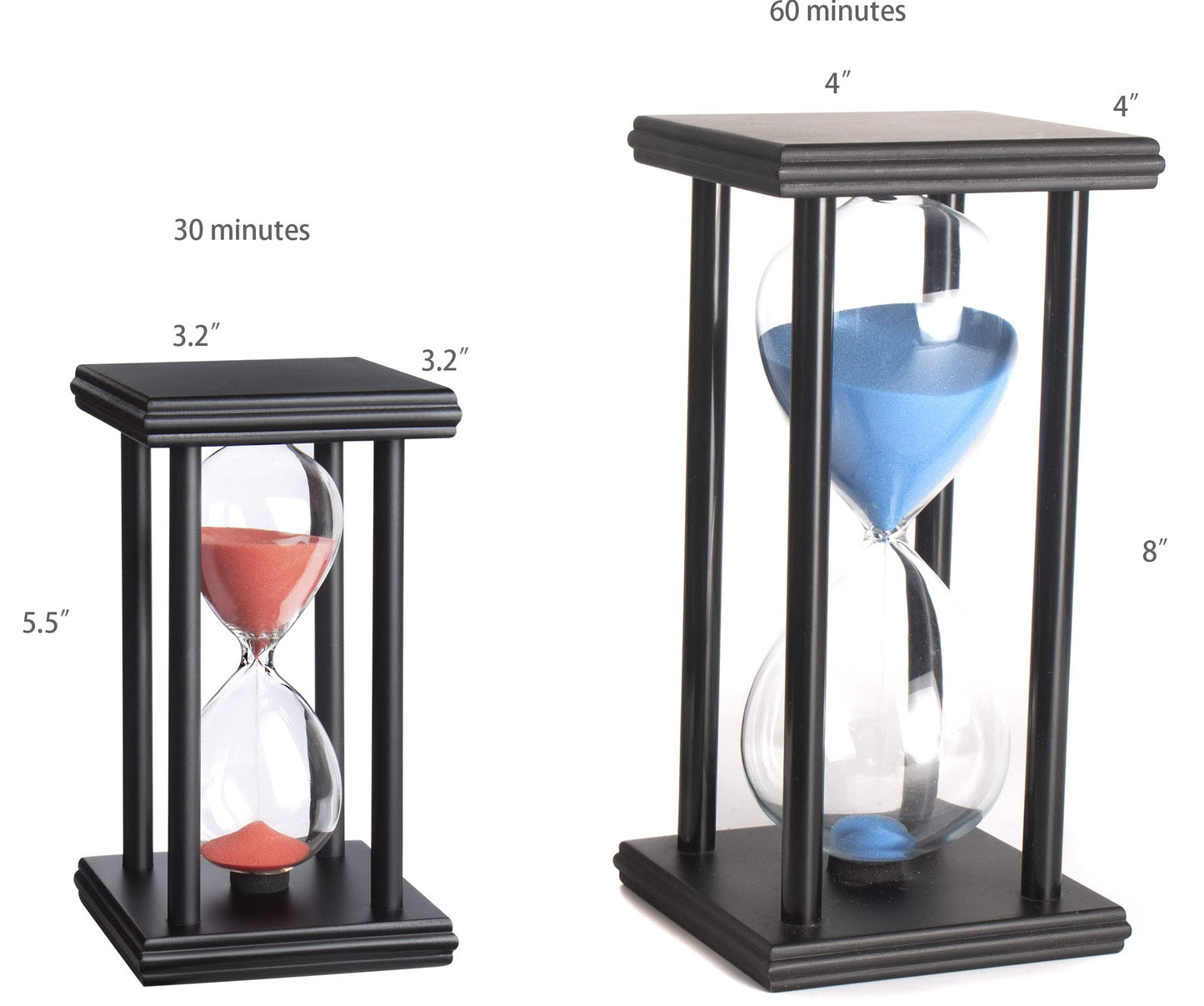 hourglas Sand Timer 30/60 Minutes Desktop Decorations Reloj de Arena ampulheta Sandglass (Black Sand,5.5 * 3.2 * 3.2inch,30min)
