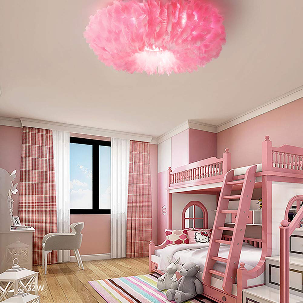 EUUDROBY Nordic Art Ceiling Light Fixture Modern Feather Decorative Ceiling Lamp Children's Room Bedroom Pendant Light 8 Lights E27 Flush Mount Hanging Lamp