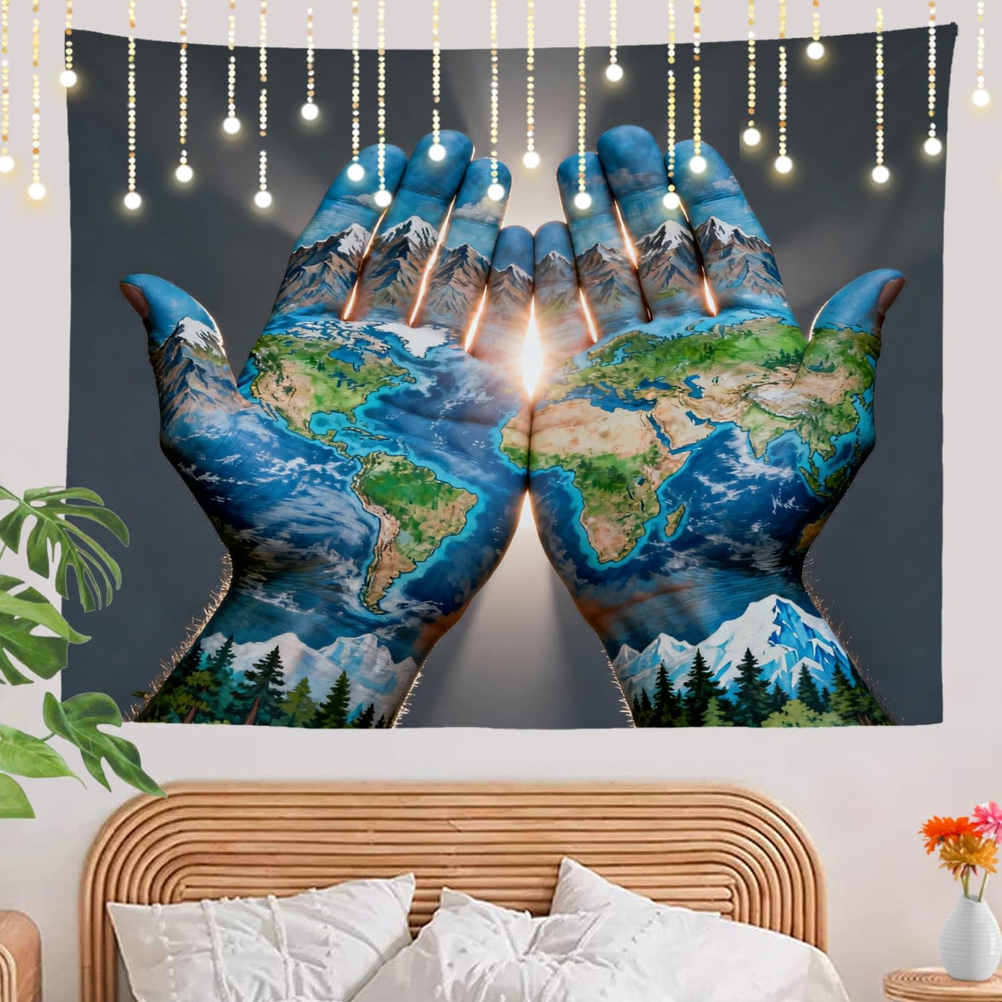 Shrahala Psychedelic Wall Tapestry - Blue Ethnic Design for Bedroom & Living Room (59.1 x 82.7 Inches)