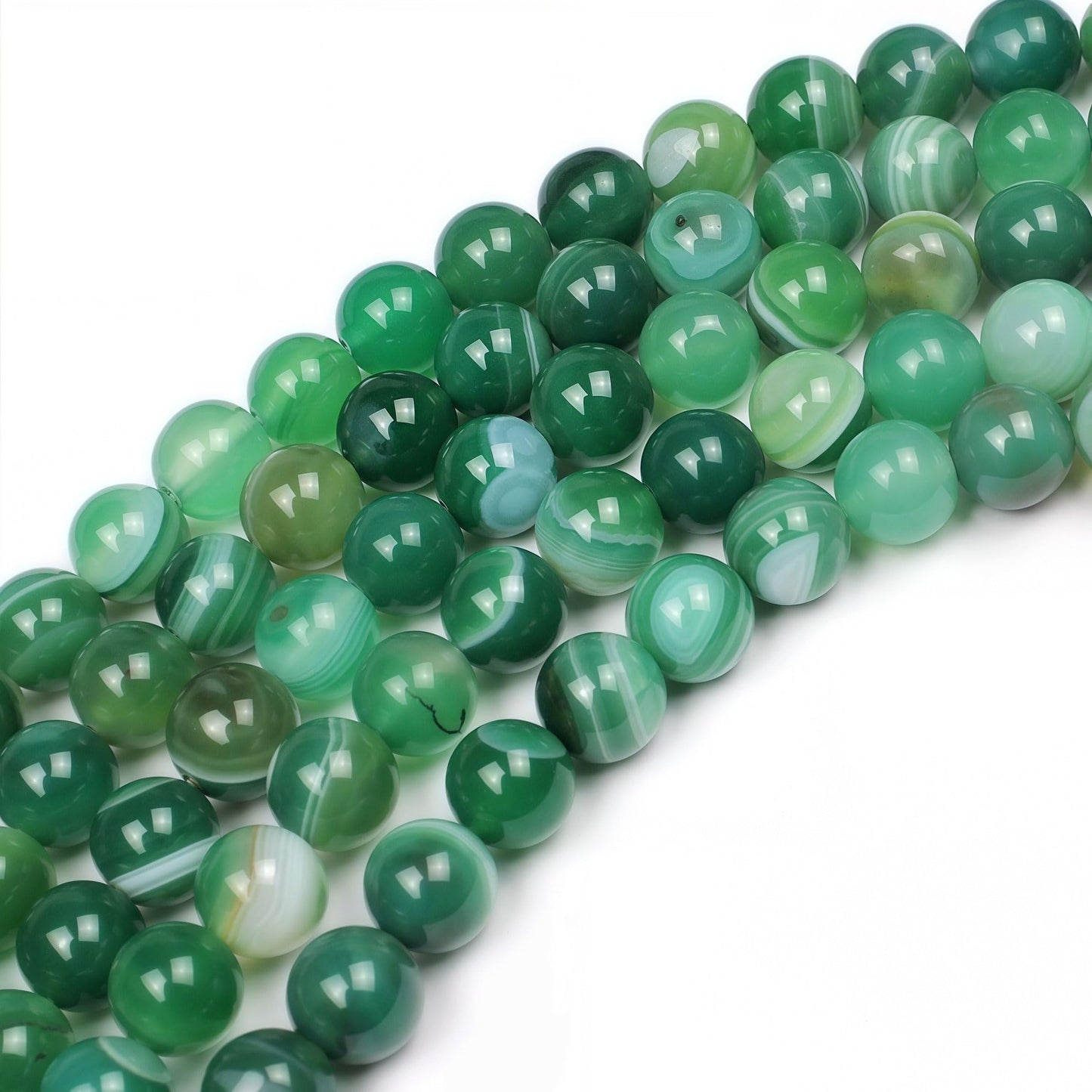 MJDCB Natural Stone Beads Green Striped Agate Round Loose Beads for Jewelry Making DIY Bracelet Necklace (6mm)