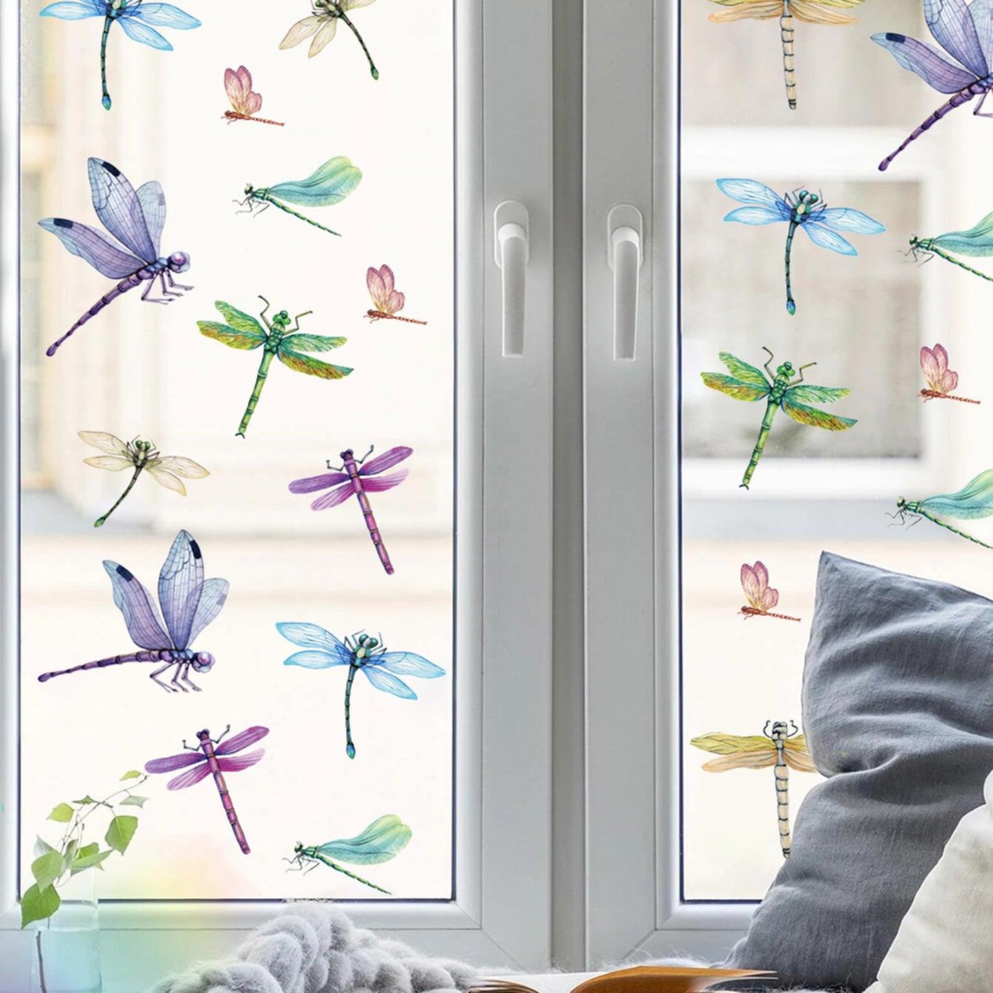 32 Pieces Dragonfly Window Clings Anti-Collision Window Decals Glass Alert Static Decals Prevent Birds Window Strikes for Glass Living Room Door Decoration