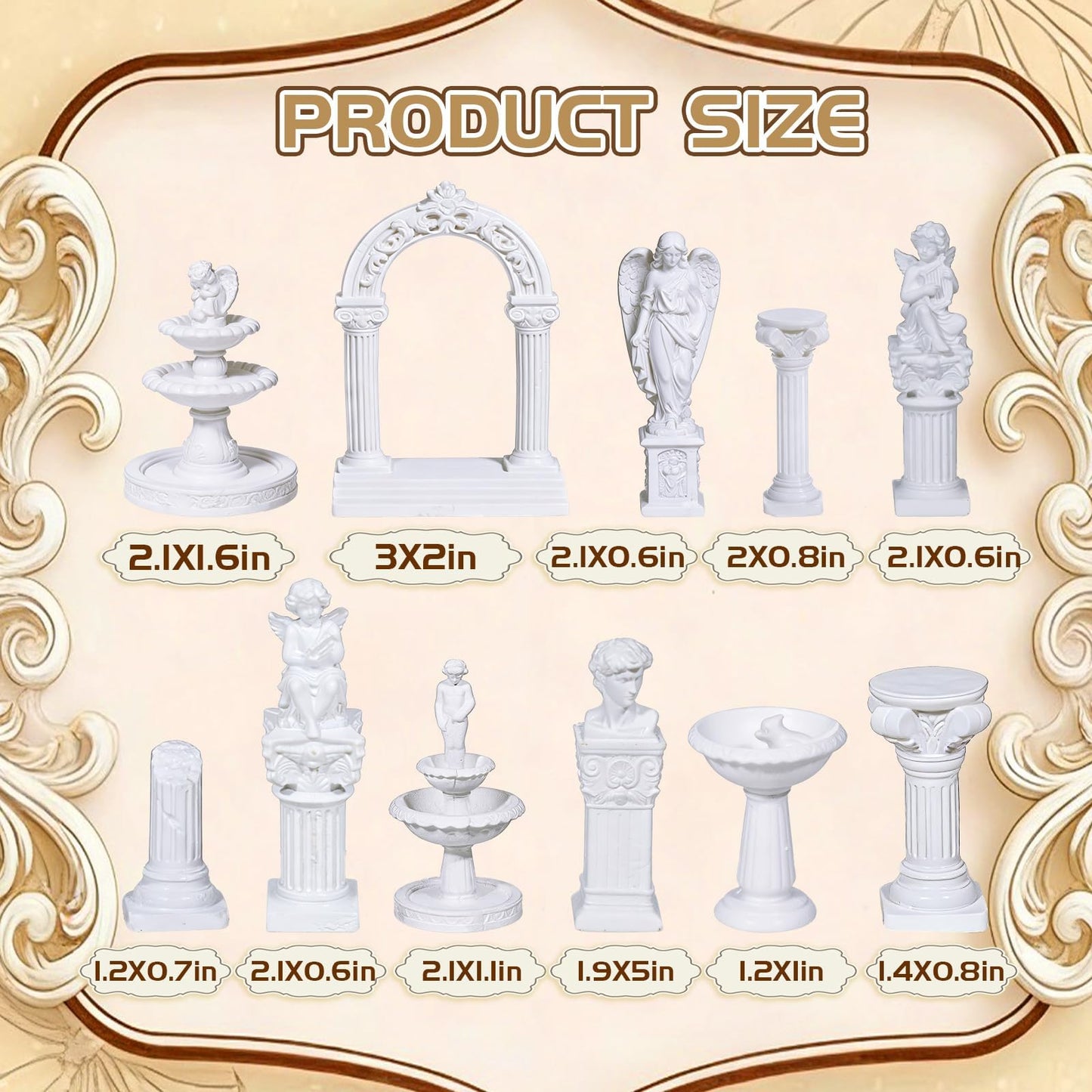 Warmtree 1:12 Scale Miniature Fairy Garden Furniture Accessories 11 Pcs White Resin Greek Statue Angel Sculpture Fountain for Mini Fairy Garden Micro Landscape DIY Craft Decoration