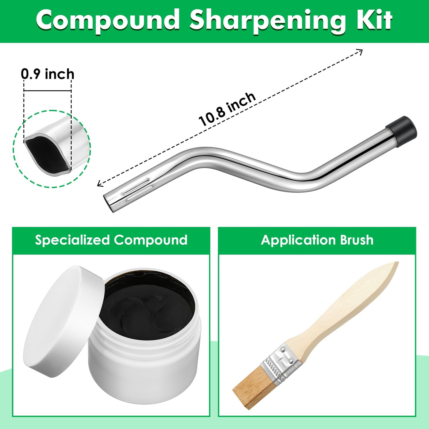 Dunkive Compound Sharpening Kit, Reel Lawn Mower Sharpening Kit Compatible with Great States and American Lawn Mower Manual Push Lawn Mowers, Includes Back Lapping Crank, Compound and Brush