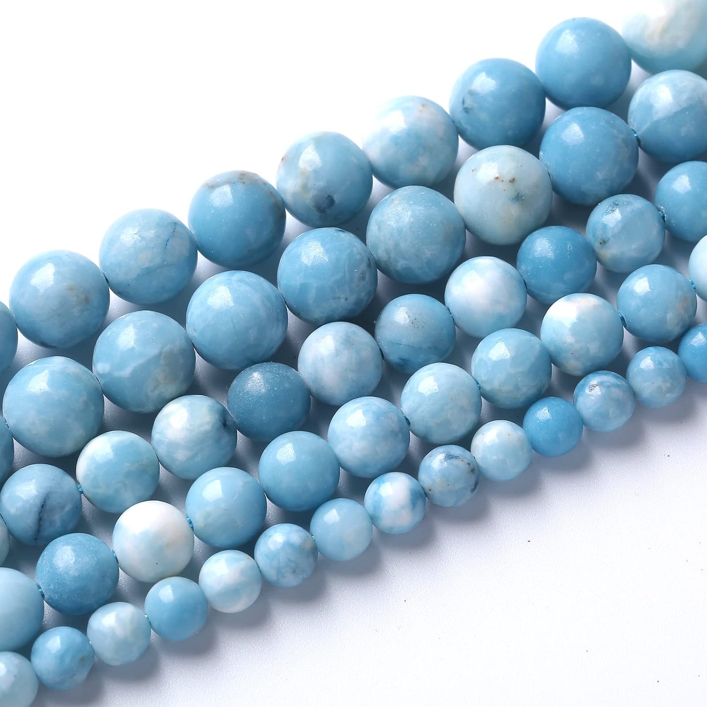 Larimar Beads 36pcs 10mm Natural Gemstone Round Loose Beads for Jewelry Making Energy Crystal Healing Power Gemstone DIY Bracelet Necklace (Blue Larimar Stone, 10mm)