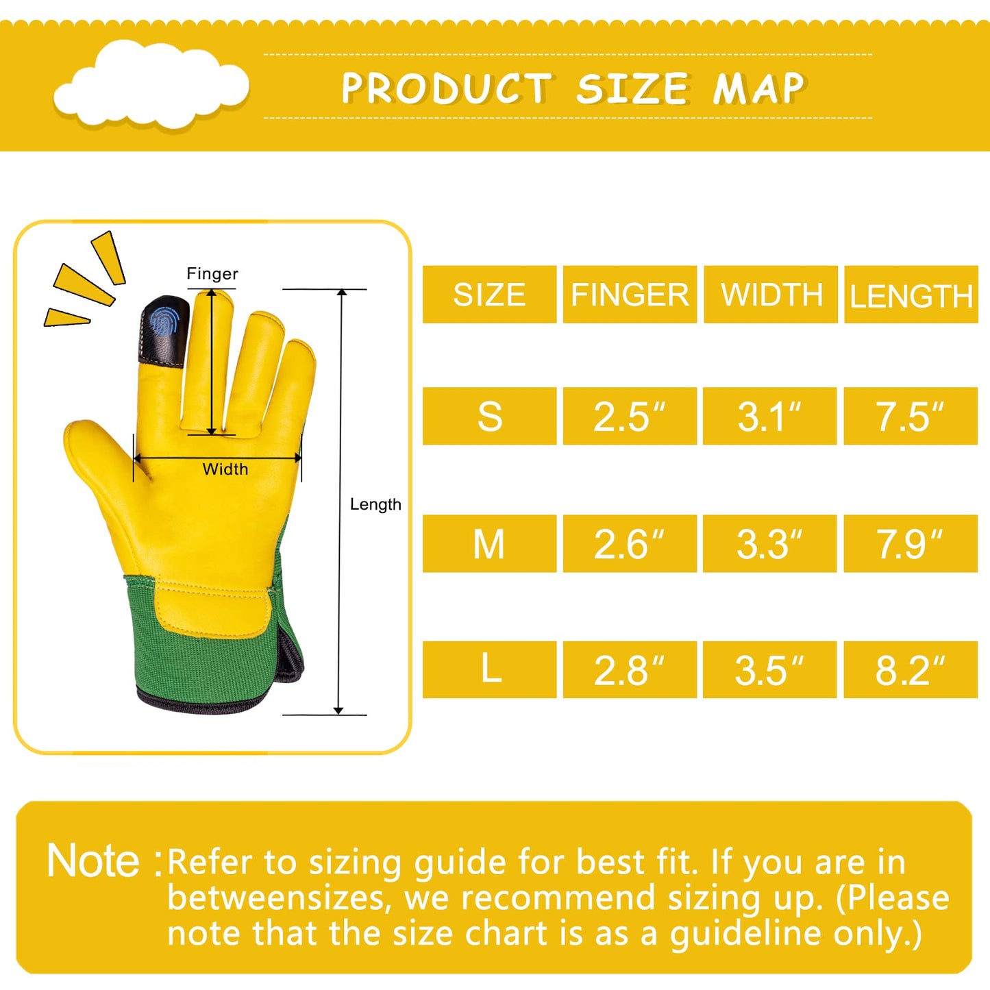 FEISHDEK Kids Genuine Leather Work Gloves for Age 2-5, Kids Gardening Work Gloves, Touch Screen, Perfect for Gardening