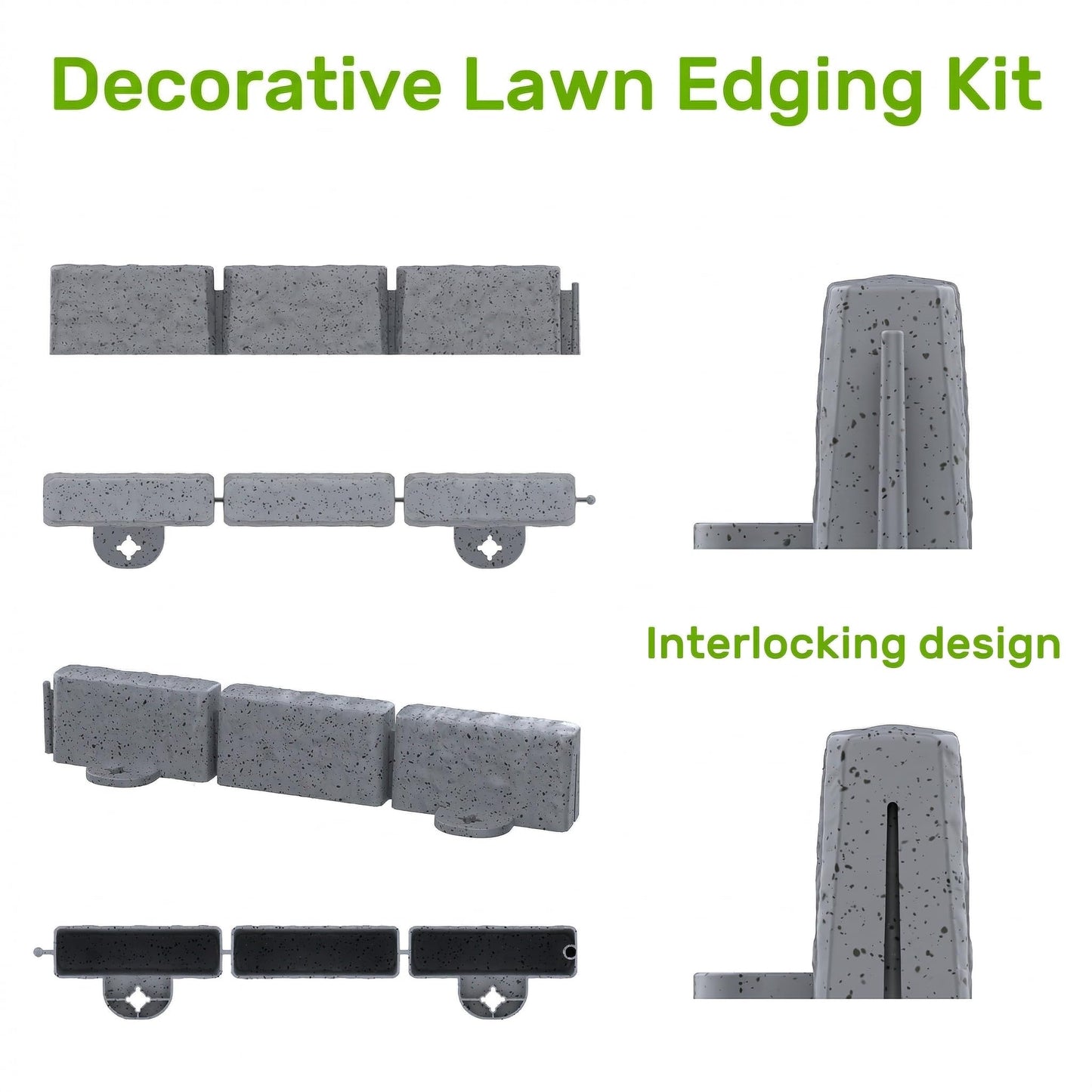 AGTEK Garden Edging 16FT Landscape Edging Kit 2.75 Inch Height Decorative Garden Border No Dig Lawn Border for Yard Flower Bed with 26 Stakes, Grey