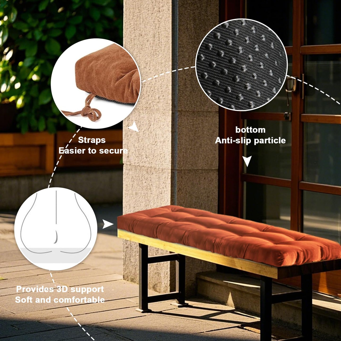 RDMTZD Custom Bench Cushions, Furniture Cushion, Indoor/Outdoor Non-Slip Tufted Swing seat Cushions, Piano Bench/Sofa Cushions, Indoor/Outdoor Patio