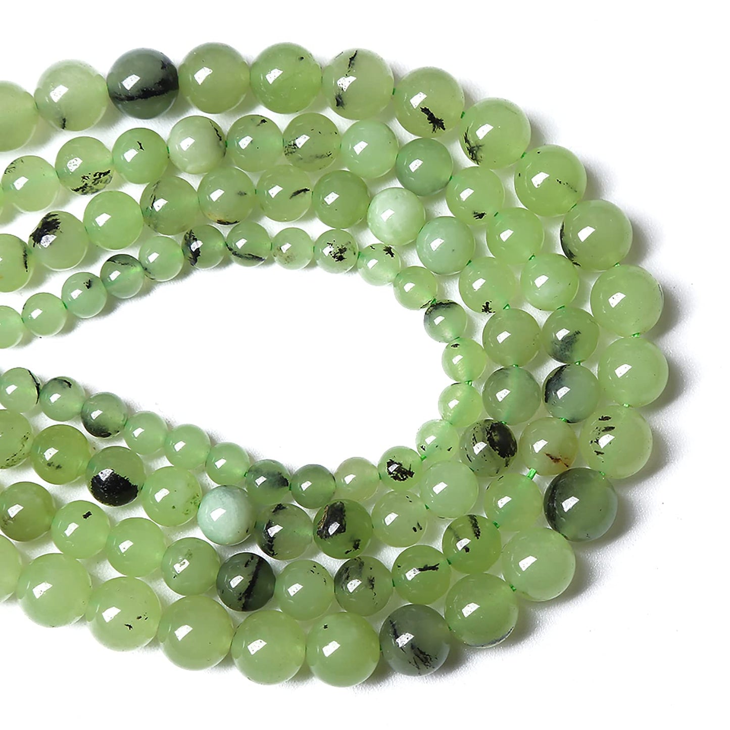 45pcs 8mm Natural Prehnite Jade Stone Round Loose Spacer Beads for DIY Jewelry Making Necklaces Bracelets Healing Energy Beads (8mm, Prehnite Jade)