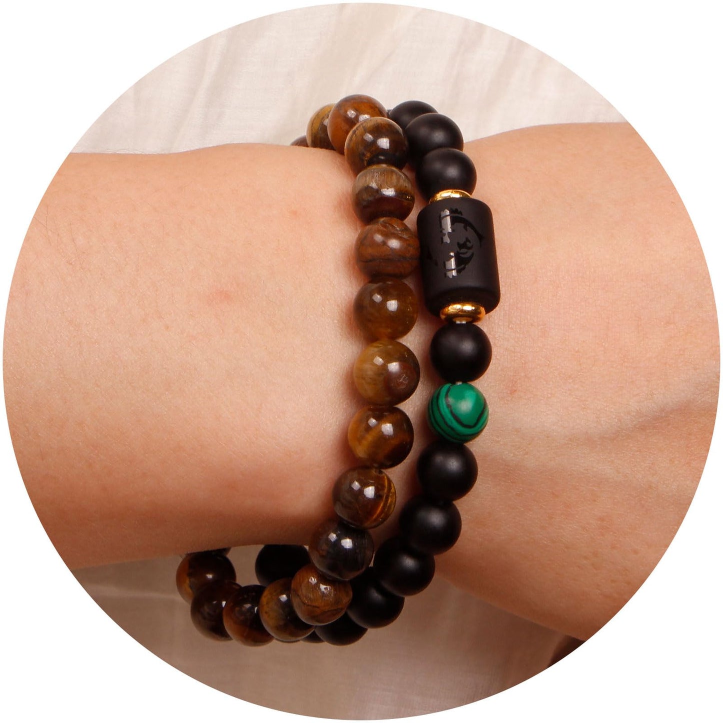 Zodiac Bracelets for Women Pisces Black Obsidian Bracelet Constellation Horoscope Bracelets Crystal Tiger Eye Beads Bracelet Jewelry 2 Pcs