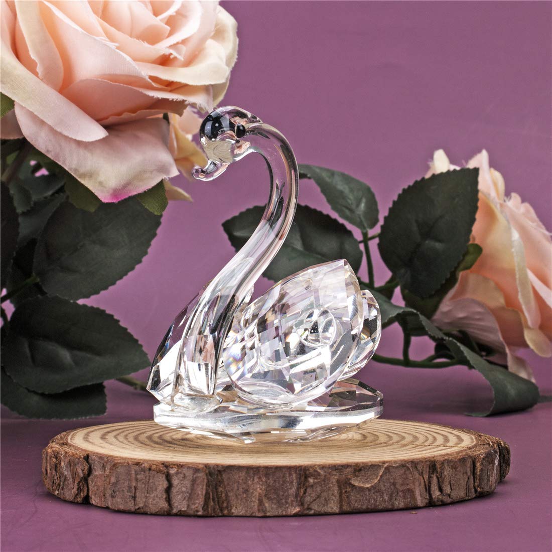 H&D HYALINE & DORA Sparkle Crystal Swan Figurine Collection Paperweight Table Centerpiece Ornament