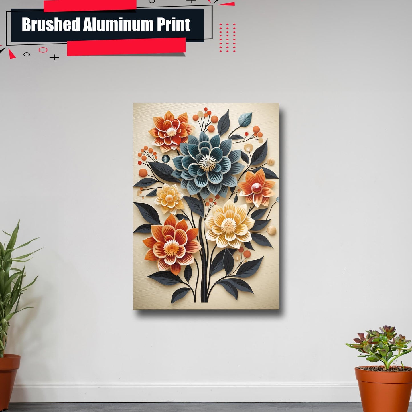 Scandinavian Folk Art, Black and Beige Abstract Botanical Wall Art for Scandinavian Home Decor, Wall Art, Art Print