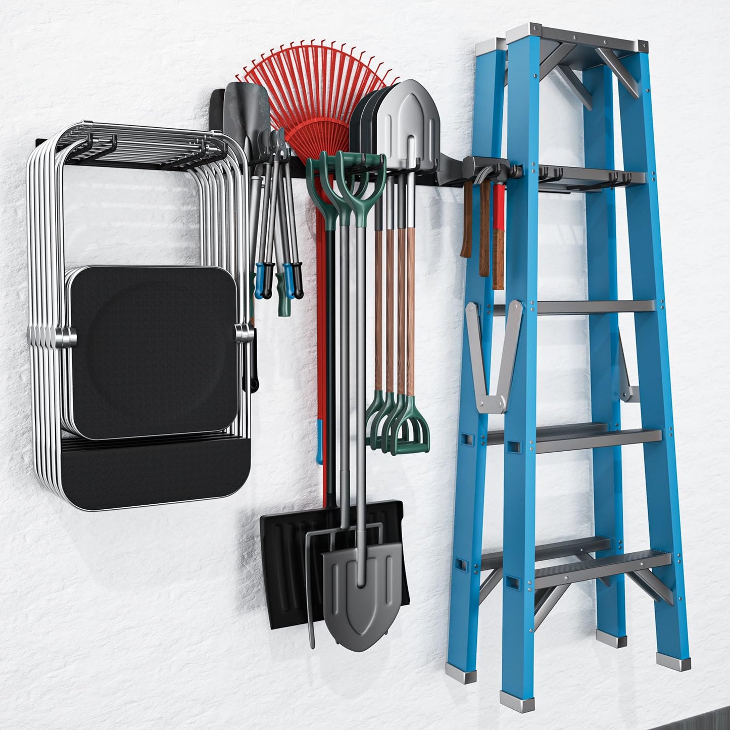 MOOMSINE Folding Chair Storage Rack Wall Mount, Garden Tool Hanger for Garage Organization, Patio, Beach & Camping Chairs Organizer Hooks, Holds 480 lbs - 4 Pack