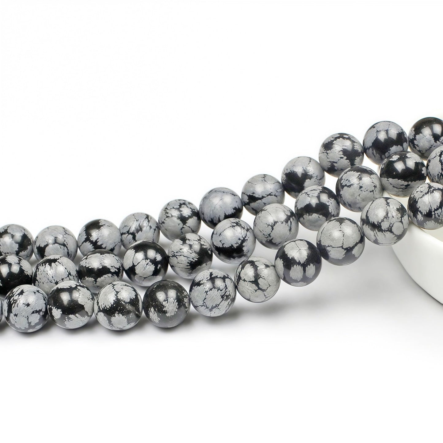 MJDCB Snowflake Obsidian Beads Round Natural Stone Beads for Jewelry Making DIY Bracelet (10mm)