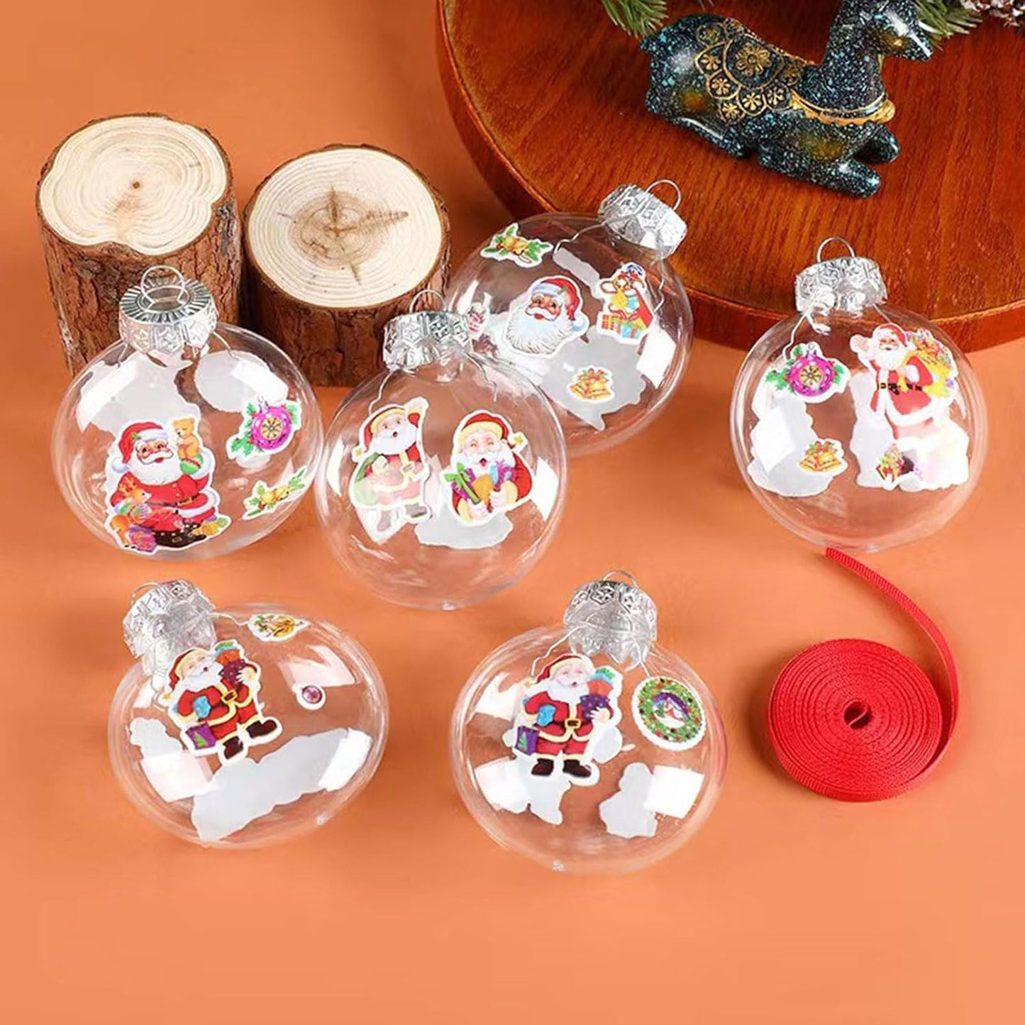 12 Pcs Christmas Ball Ornaments,3.15" DIY Clear Plastic Fillable Ornament Balls Flat Sphere Hanging Ornament Set for Christmas Tree, Halloween and Wedding Birthday Party Decorations (80mm)