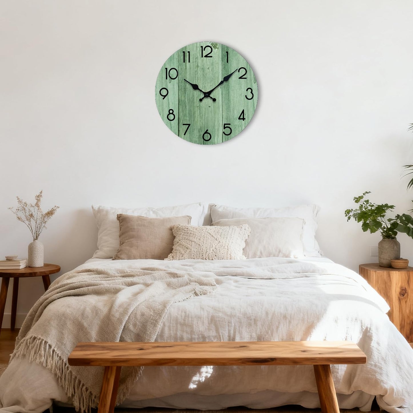 TGHHPC Wall Clock, Modern Wall Clocks Battery Operated, Silent Non Ticking Clock Decorative for Living Room, Office, Home, School 8 Inch (Light Green)