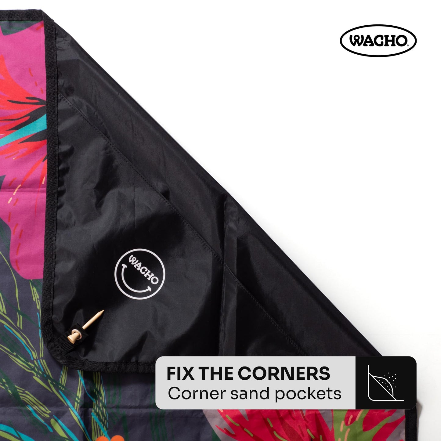 Wacho Beach Blanket Waterproof Sandproof and Picnic Blanket - Large Outdoor Blanket for Camping, Beach & Travel - Foldable Picnic Mat with Carry Bag- Beach Essentials - Hibiscus Floral