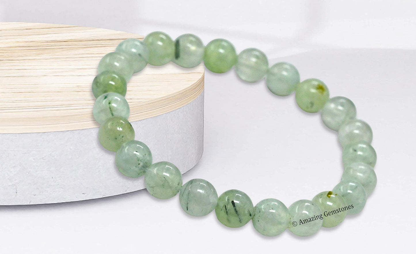 Amazing Gemstone Crystal Bracelet for Women Men's Gifts - Protection Healing Crystal Bracelet - 8mm Gemstone Beaded Stretchable Bracelet Pulseras Para Hombres Mujer Stocking Stuffers Mothers Day Gift (Prehnite)