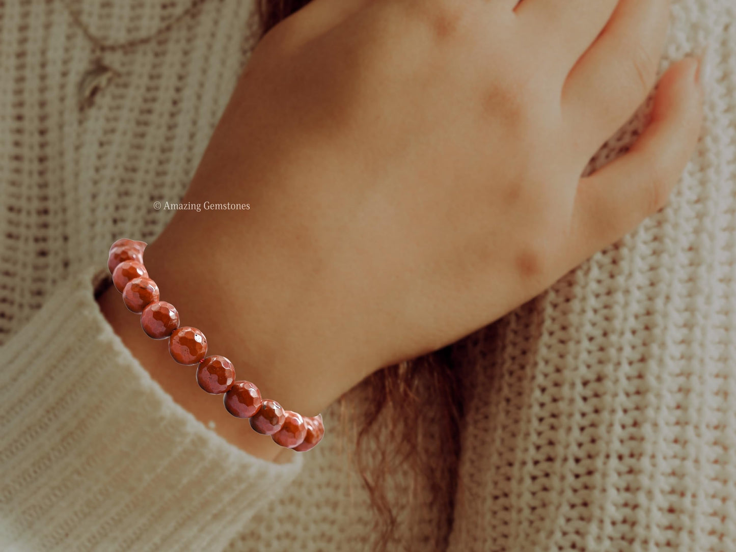 Amazing Gemstone Red Jasper Bracelet for Women - Chakra Mens Bracelet Protection Crystals and Healing Stones - Blessing Bracelet Spiritual Meditation Gift Christmas Stocking