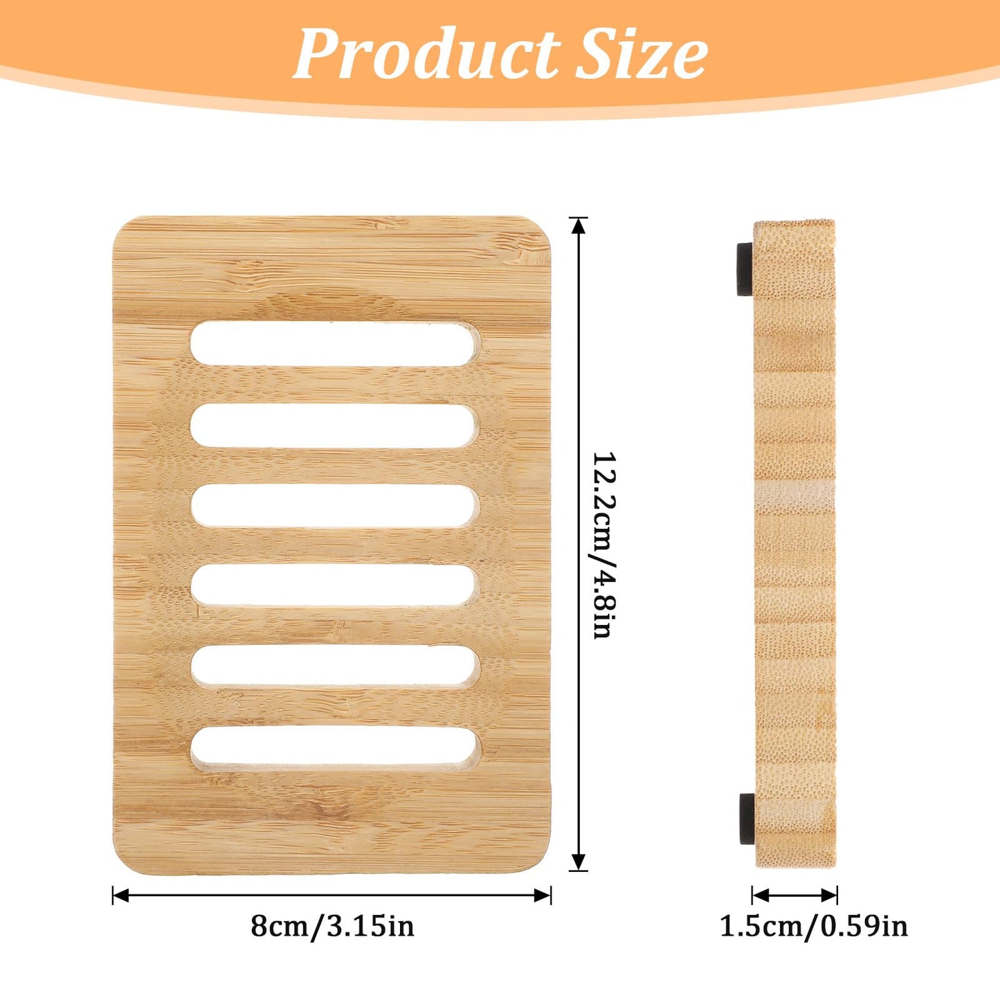 2 Pack Wooden Soap Holder Waterproof Self Draining Soap Dish Wood Soaps Tray for Shower Bathroom Kitchen Bathtub