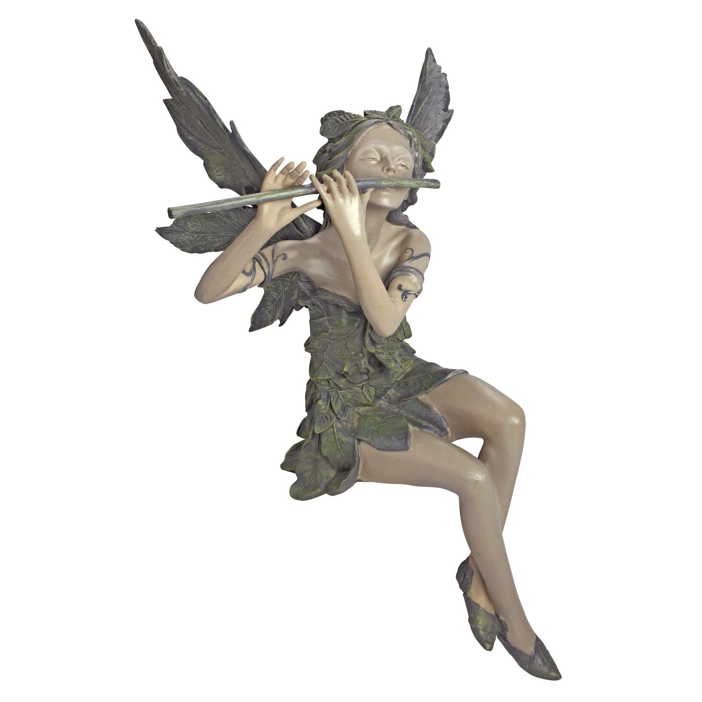 Design Toscano Fairy of the West Wind Shelf Sitting Garden Statue, 19 Inch Tall, Cast Stone Resin, Two Tone Stone Finish