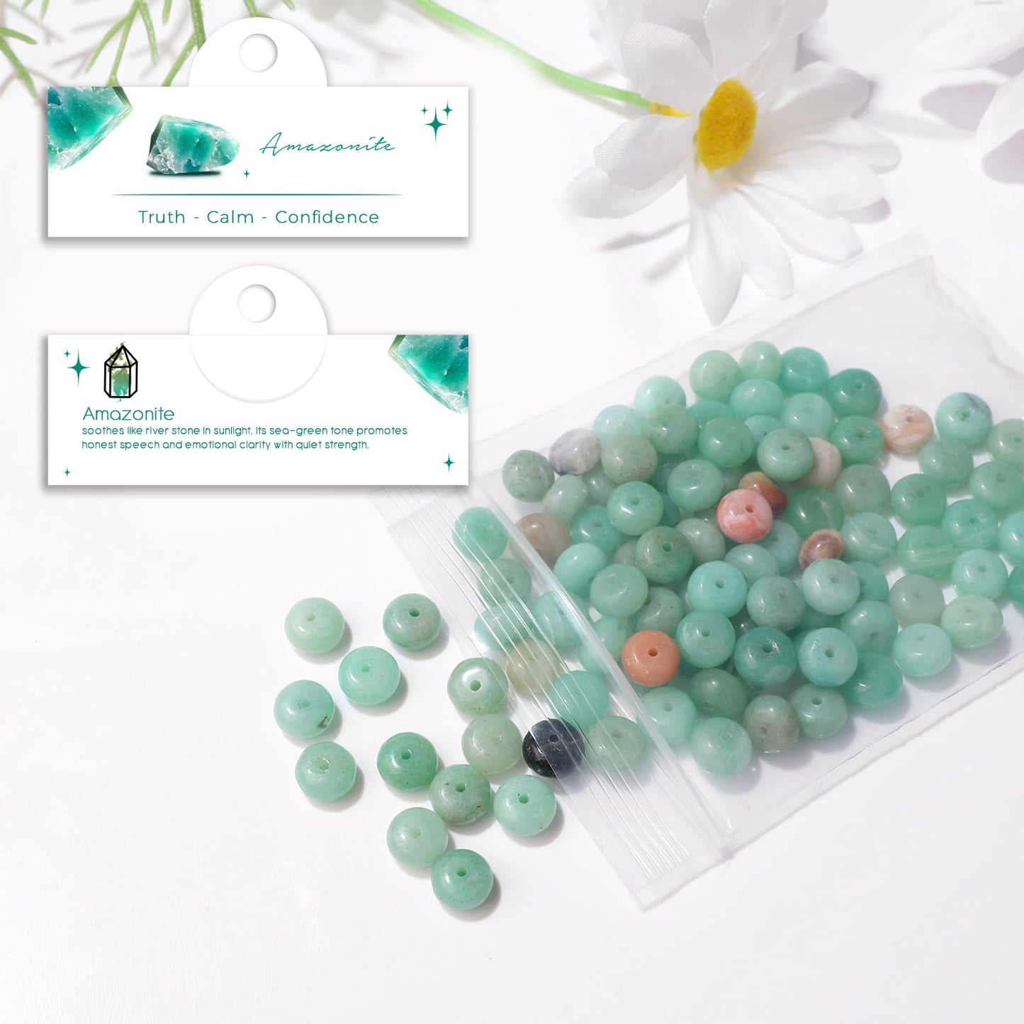 Raicegs 100pcs 5×8mm Rondelle Amazonite Beads Natural Gemstone Beads Abacus Disk Stone Loose Beads for Jewelry Making DIY Bracelets Necklace