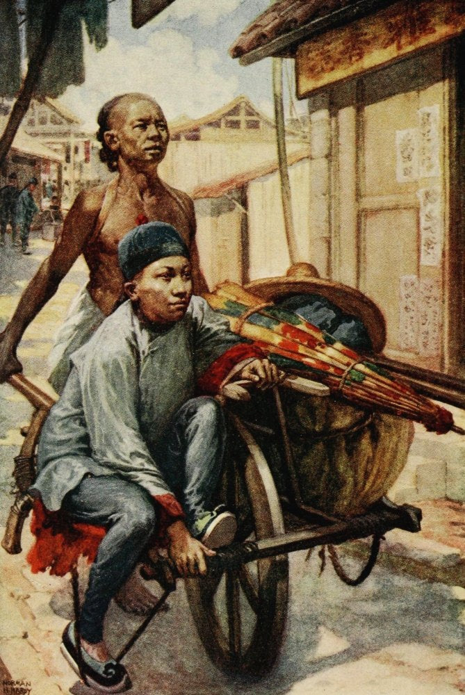 Posterazzi A wheelbarrow China 1910 Poster Print by Norman H. Hardy, (18 x 24)