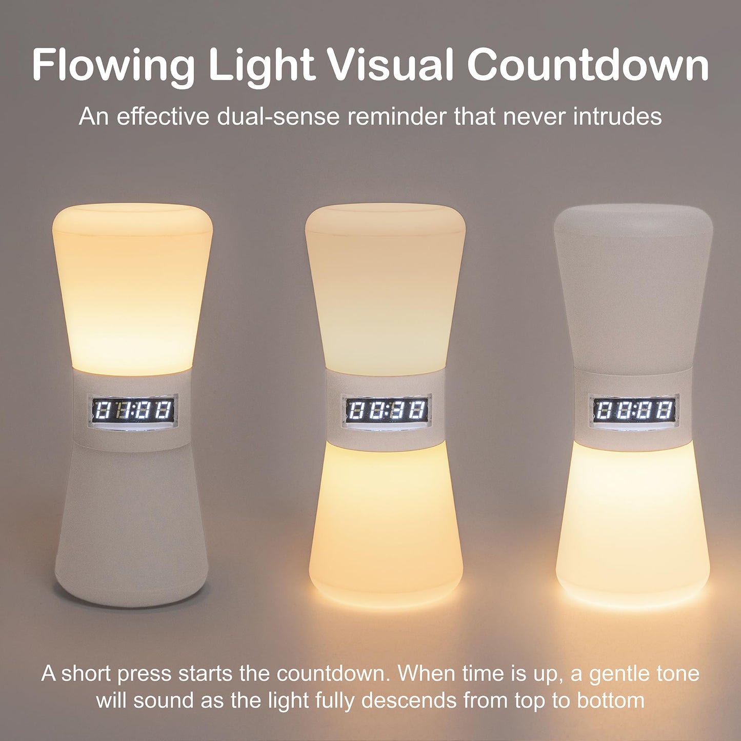 LED Visual Timer & Digital Hourglass, Rechargeable ADHD Timer for Kids and Adults, 1-99 Mins Adjustable Countdown Timer with Flowing Light, Portable Electronic Sand Timer for Classroom, Home