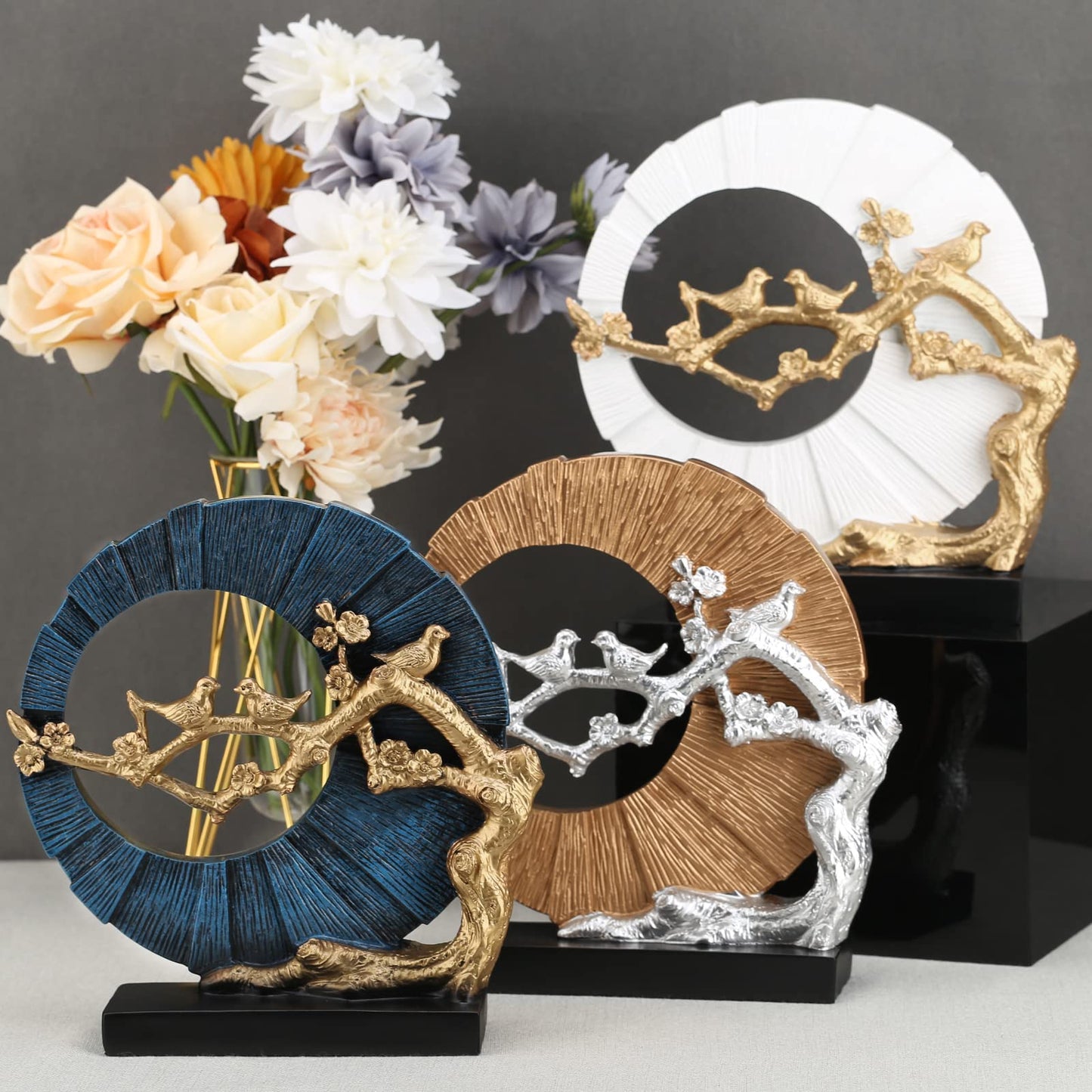 DOVDOV Gold Bird Statue Decor, Gold and White Home Decor, Bird Sculpture Home Decor for Bookshelf Office Shelf on Coffee Table TV Cabinet entryway entryway Decor.