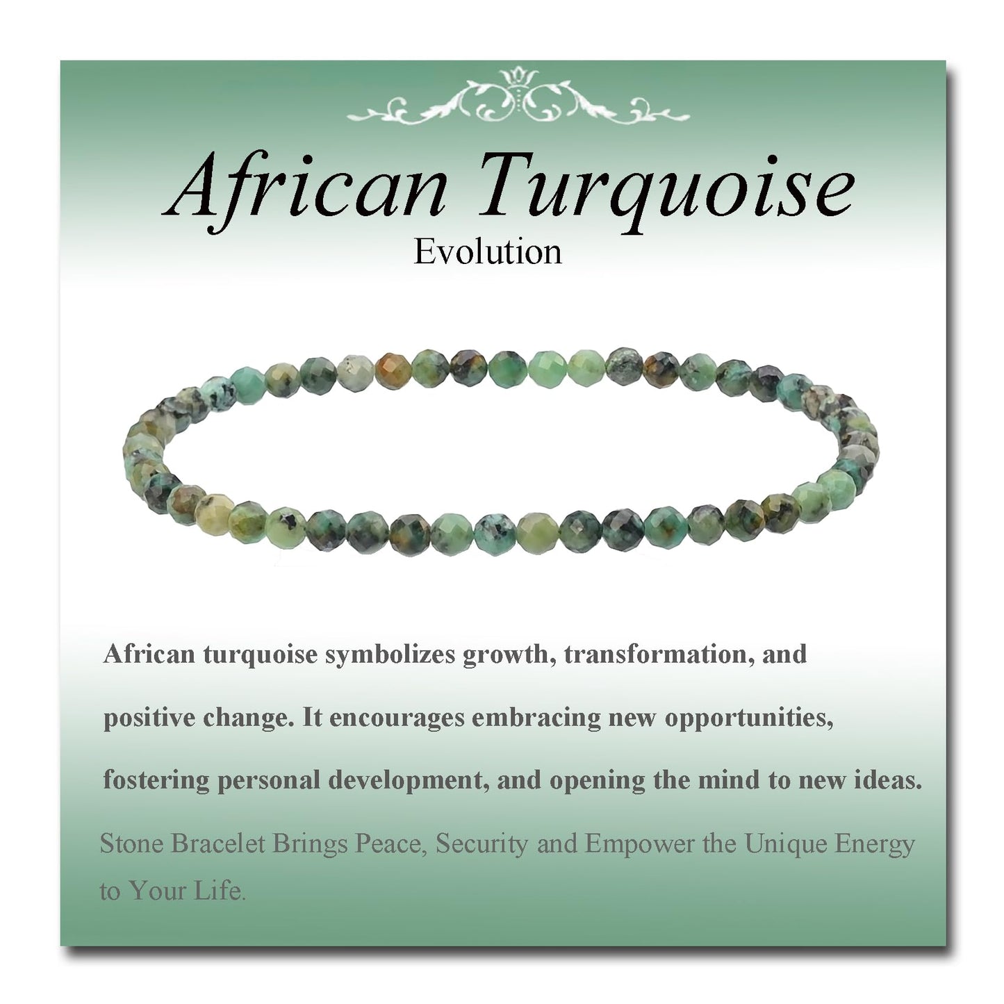MASSIVE BEADS Natural Genuine Gemstone Beads Healing Crystal Chakra Reiki Jewelry Faceted Round Beads Bracelets (African Turquoise, 3mm)