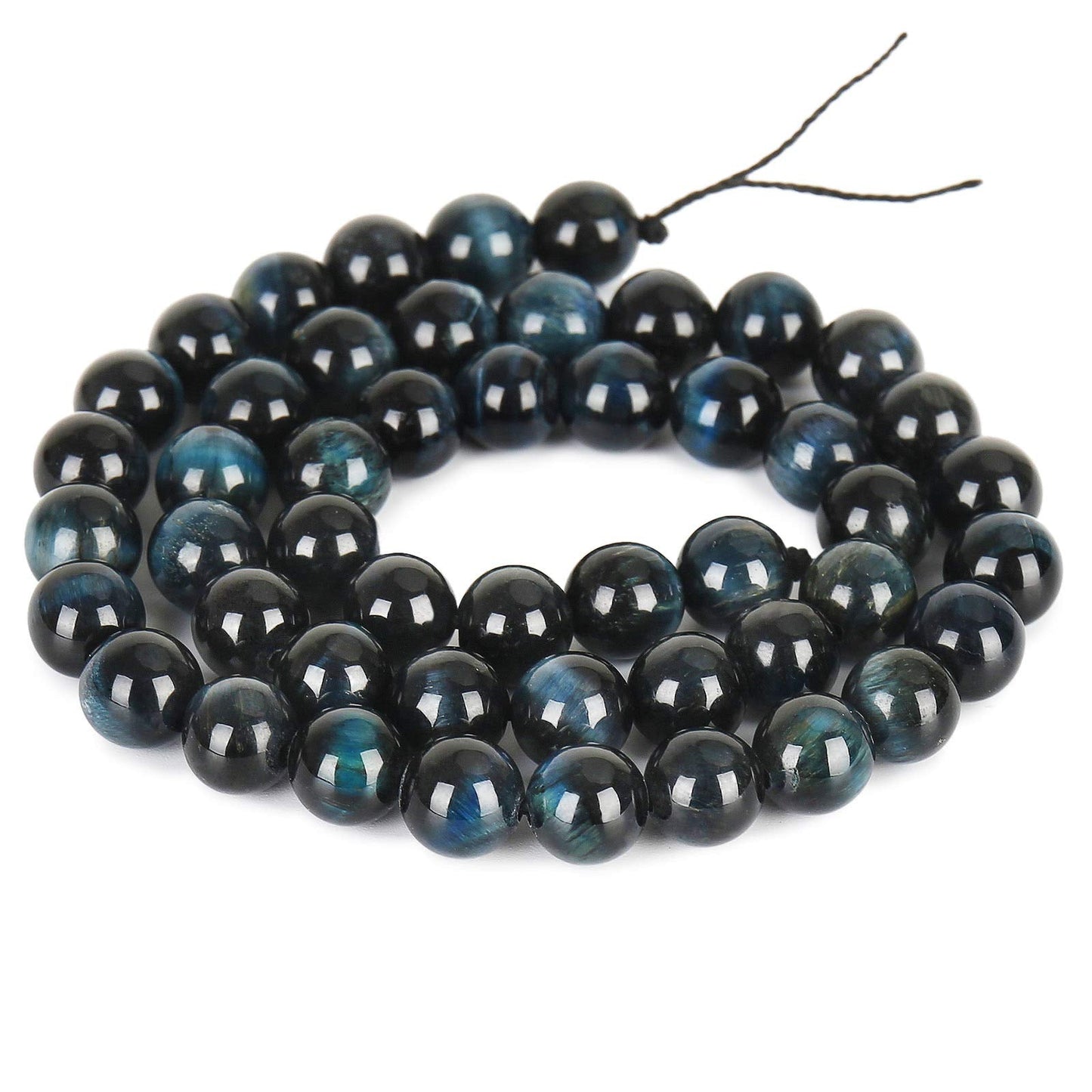 Natural Blue Black Tiger Eye Beads, Grade AAA Gemstone Round Loose Beads 10MM 40PCs Bulk Lot Options, Semi Precious Stone Beads for Jewelry Making