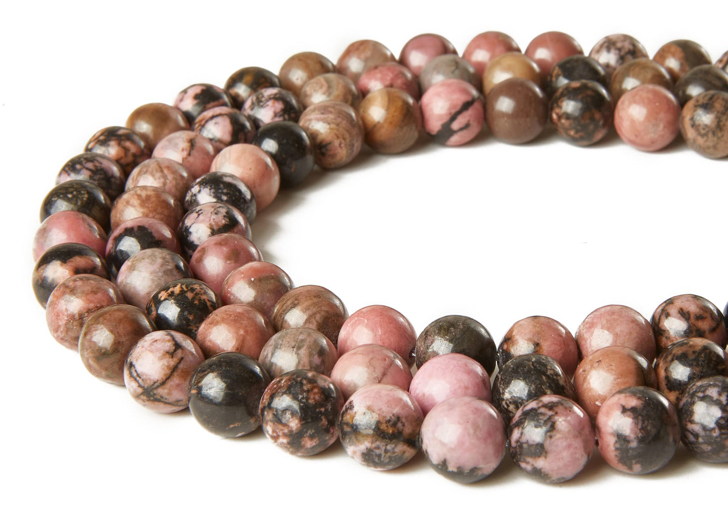 60pcs 6mm Pink Black Rhodochrosite Beads Natural Gemstone Beads Round Loose Beads for Jewelry Making